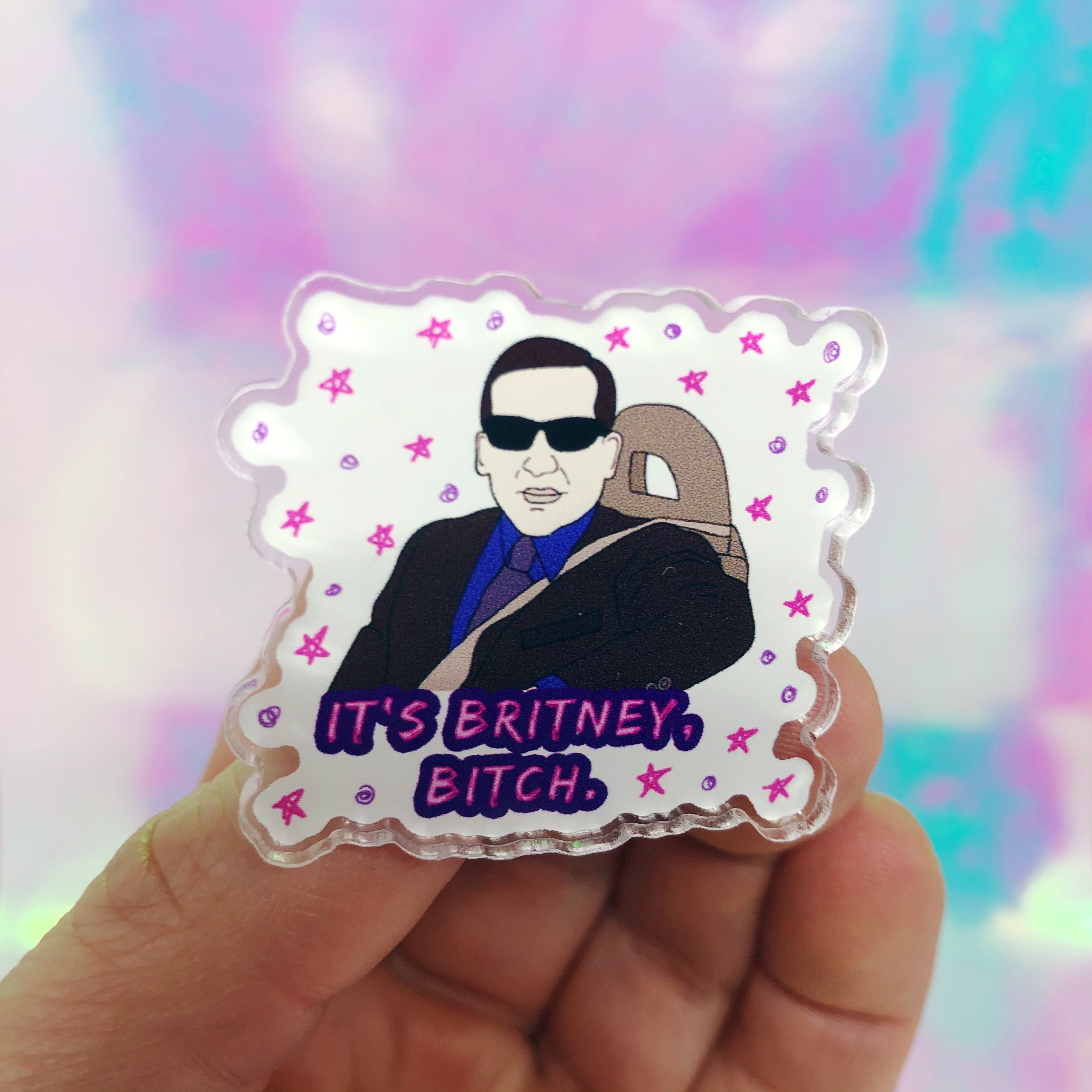 Michael Scott The Office Britney Bitch Acrylic Pin - Funny TV Show Collectible for Fans, Backpacks & Jackets
