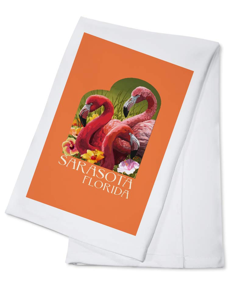 Florida Flamingos 100% Cotton Tea Towel - Decorative Kitchen Hand Towel for Home & Bathroom | Sarasota-Themed Gift, Dish Drying, Wall Decor