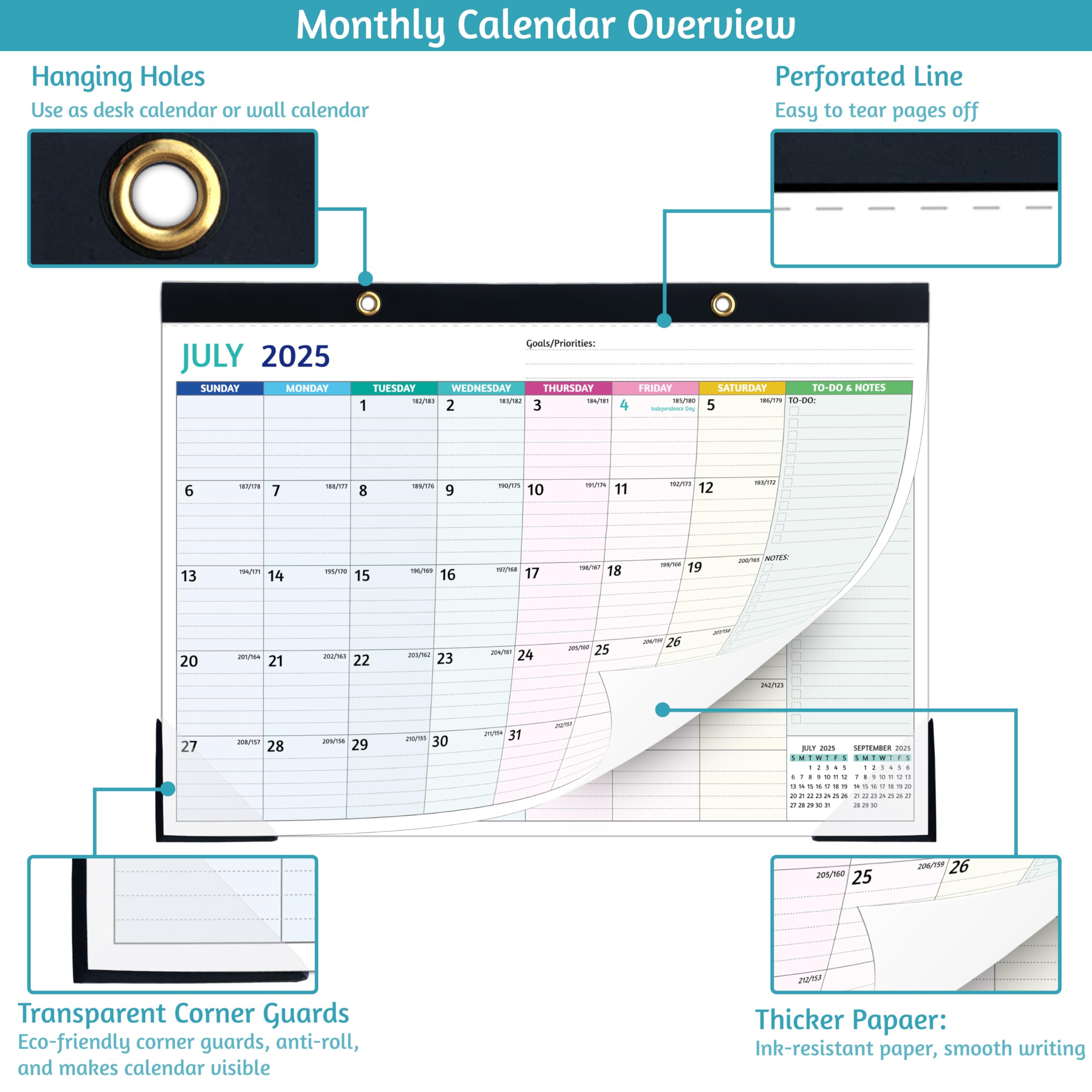 2025-2026 Monthly Desk Calendar (July 2025 - December 2026) - 18-Month Large Planner 17