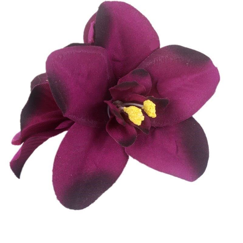 5PCS Butterfly Orchid Hair Clips - Double Hawaiian Flower Hair Accessories for Women, Party, Beach, Wedding & Tropical Fancy Dress (Perfect for Summer Vacations, Bridal Showers & Luau Themed Events)