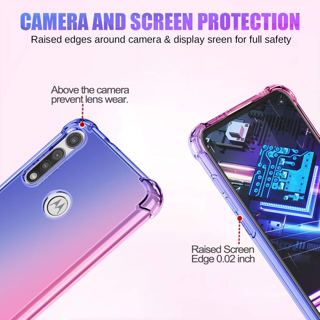 Premium Shockproof TPU Case for Motorola Moto G Fast - Slim Clear Gradient Design (Blue/Pink) | Anti-Scratch Protection | Perfect for Everyday Use, Travel & Outdoor Activities