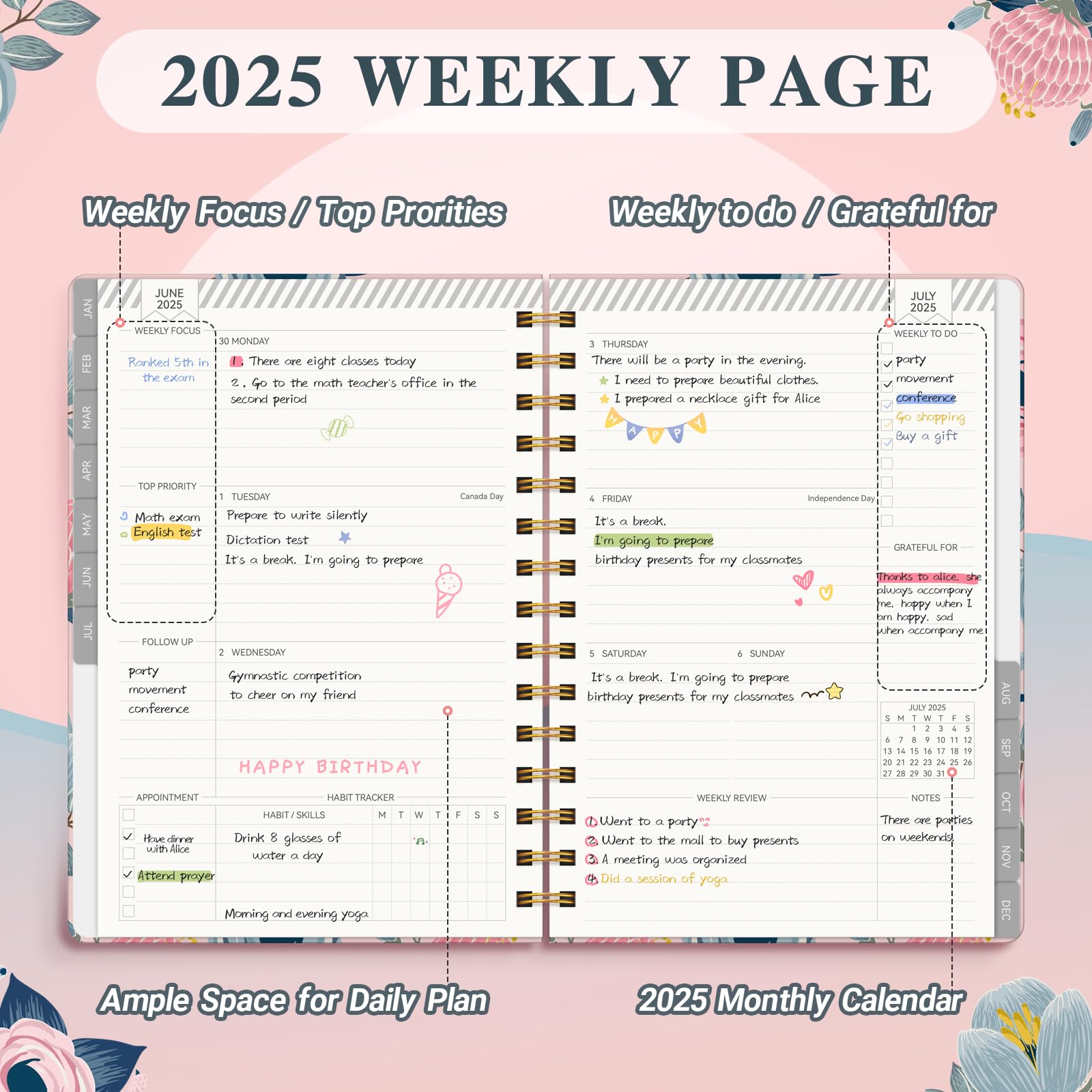 2025 Planner - Weekly & Monthly Calendar Organizer (Jan-Dec 2025) | Hardcover Spiral Bound with Inner Pocket | 8