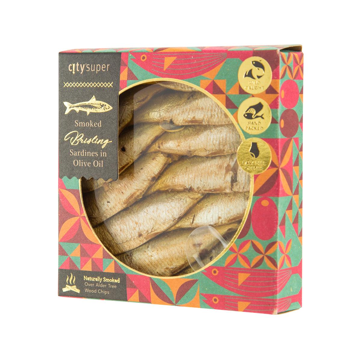 Premium Brisling Smoked Sardines in Extra Virgin Olive Oil - Wild Caught, Keto & Paleo Friendly (120g Can) - Perfect for Salads, Charcuterie Boards & Healthy Snacking