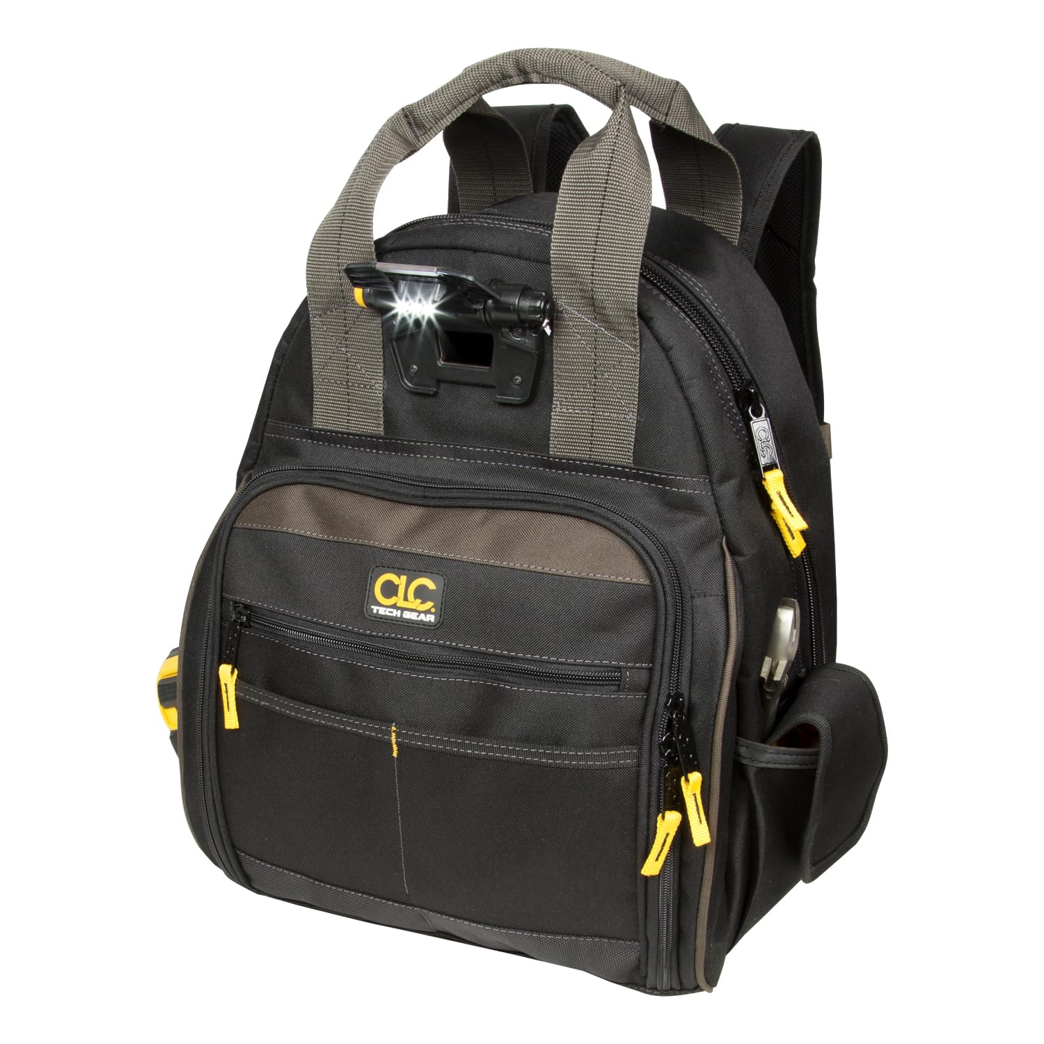 CLC Custom Leathercraft L255 Tech Gear 53-Pocket Lighted Backpack for Men & Women - Waterproof Laptop Backpack with USB Charging Port - Perfect for Travel, Hiking, Work & School (Black)