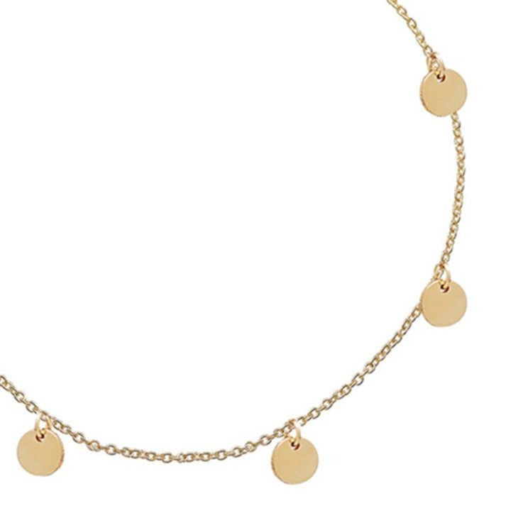 14k Solid Yellow Gold Coin Station Bracelet - Elegant Stackable Jewelry for Women, Perfect for Everyday Wear & Special Occasions