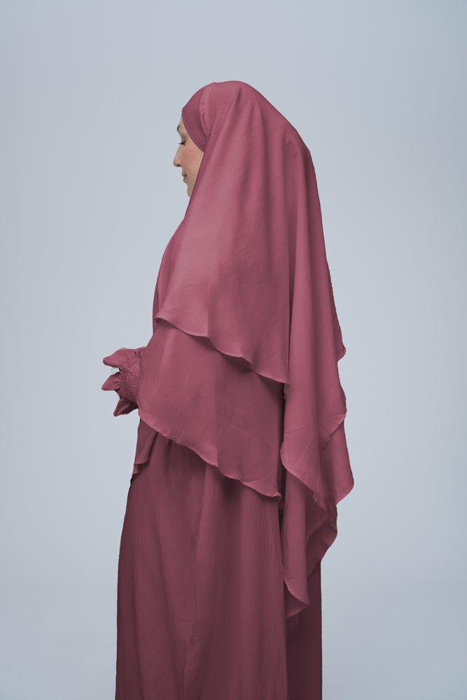 Elegant Dusty Pink Prayer Gown for Women - Modest Islamic Abaya for Omrah, Hajj & Daily Prayers - Soft Breathable Fabric for Comfortable Worship at Home or Mosque