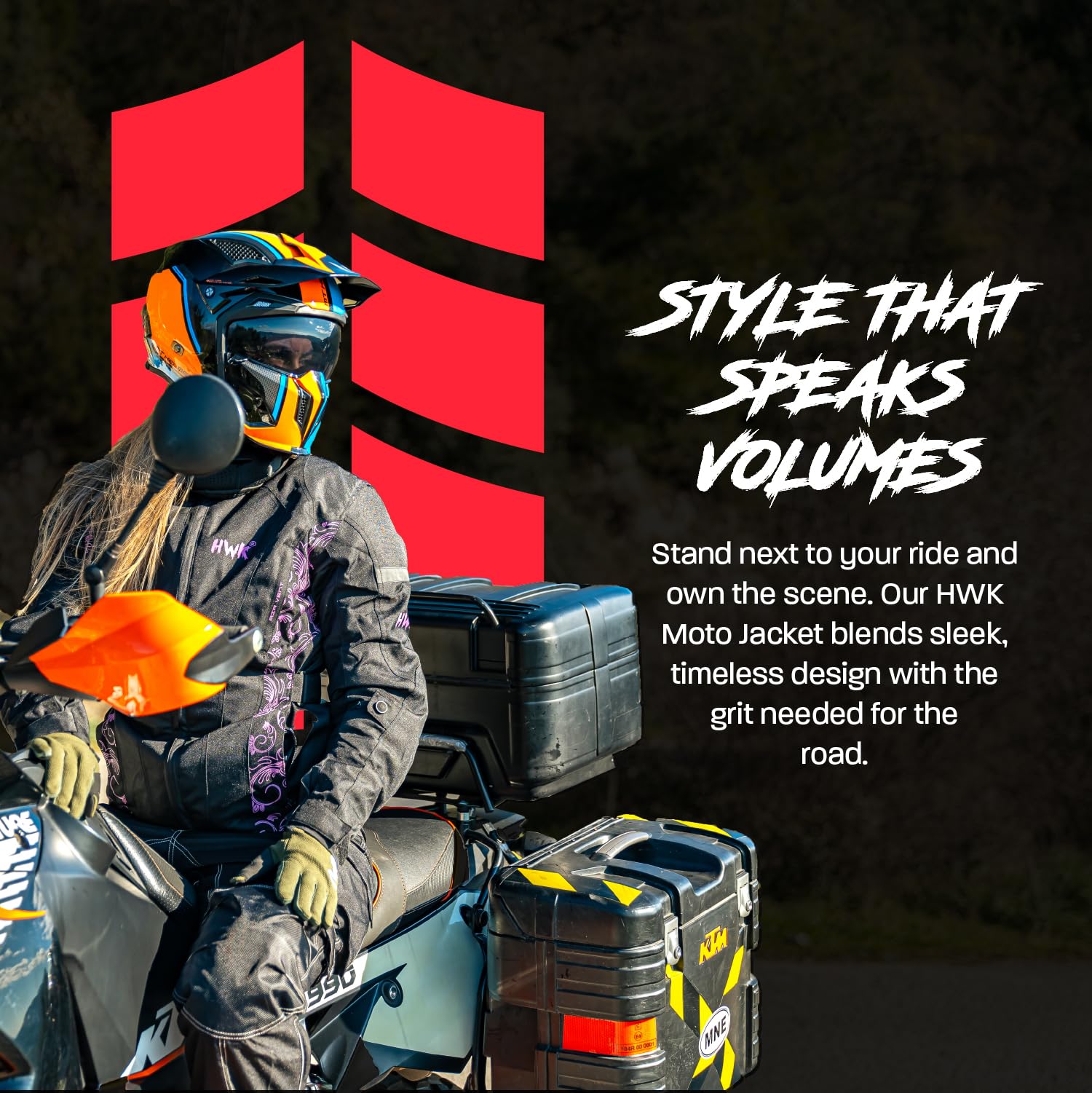 HWK Women's Motorcycle Jacket with CE Armor - Adventure & Touring Riding Gear for Enduro Motorbike