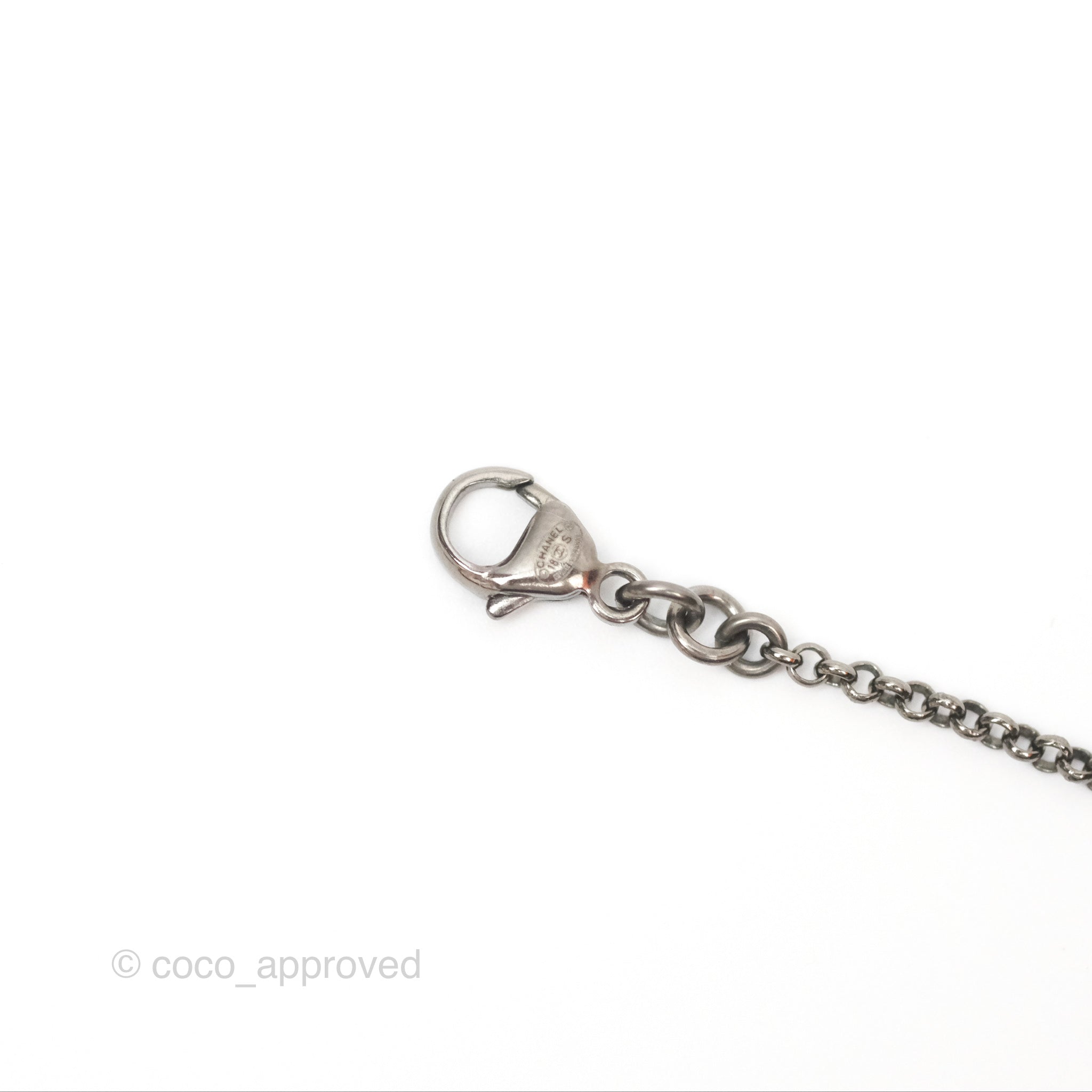 Chanel Black Resin CC Logo Necklace in Ruthenium Tone - Elegant 18S Fashion Jewelry for Women, Perfect for Parties, Date Nights & Special Occasions