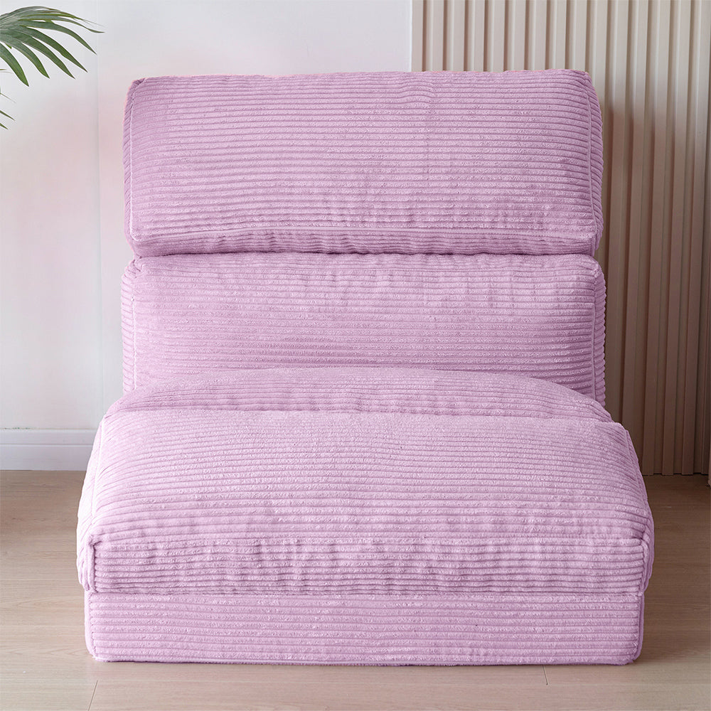 MAXYOYO Corduroy Bean Bag Folding Sofa Bed - Extra Wide Foldable Floor Mattress in Purple | Perfect for Living Room Lounging, Guest Bed & Dorm Room Comfort