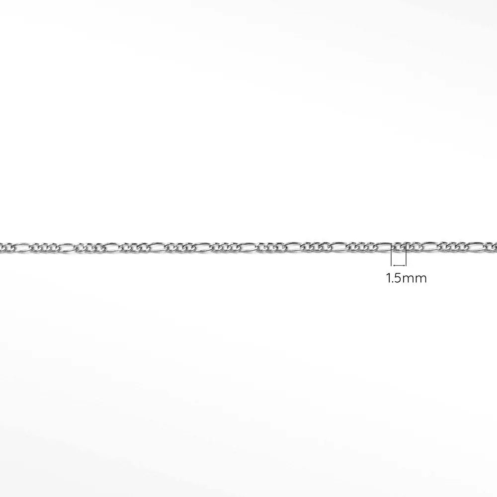 Permanent Bracelet Figaro Chain 1.5mm Sterling Silver - Perfect for Everyday Wear, Gifts & Special Occasions