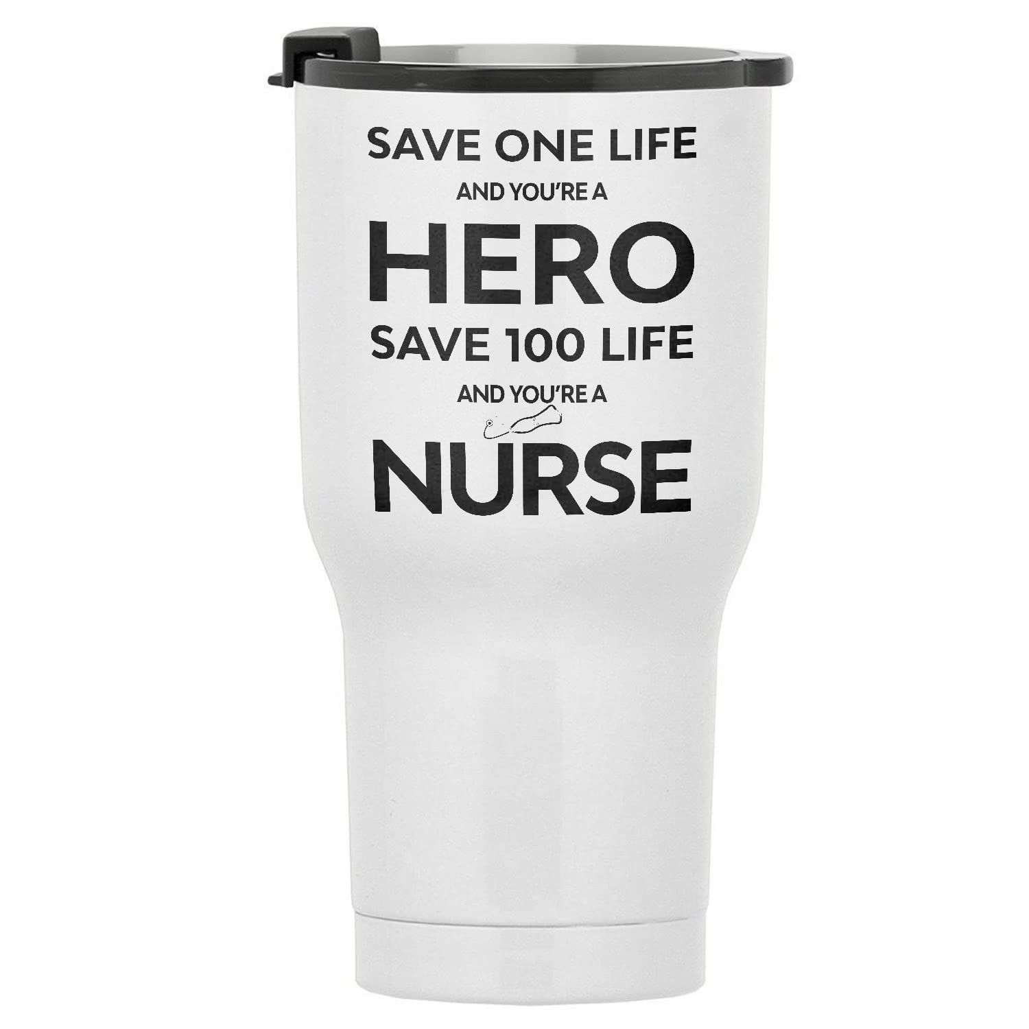 30oz Insulated Stainless Steel Travel Tumbler - Hero Nurse Themed Coffee Cup with Motivational Quote | Perfect for Nurses, Healthcare Workers & Medical Students | Great for Hospitals, Clinics & Daily Commute