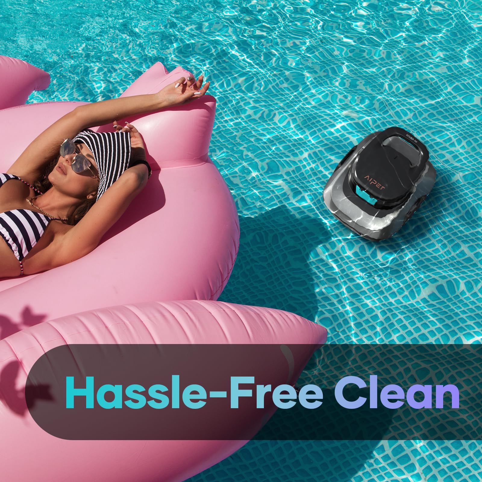 AIPER Cordless Robotic Pool Cleaner - Automatic Pool Vacuum with Self-Parking Technology, 90 Min Runtime for In-Ground & Above-Ground Pools up to 40 FT | Perfect for Weekly Maintenance & Seasonal Pool Cleaning