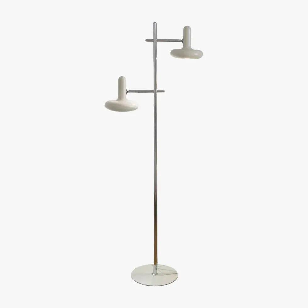 Modern White Dual Head Adjustable Floor Lamp for Living Room - Minimalist Reading Light with Flexible Arms, Perfect for Bedroom, Office, and Study Area