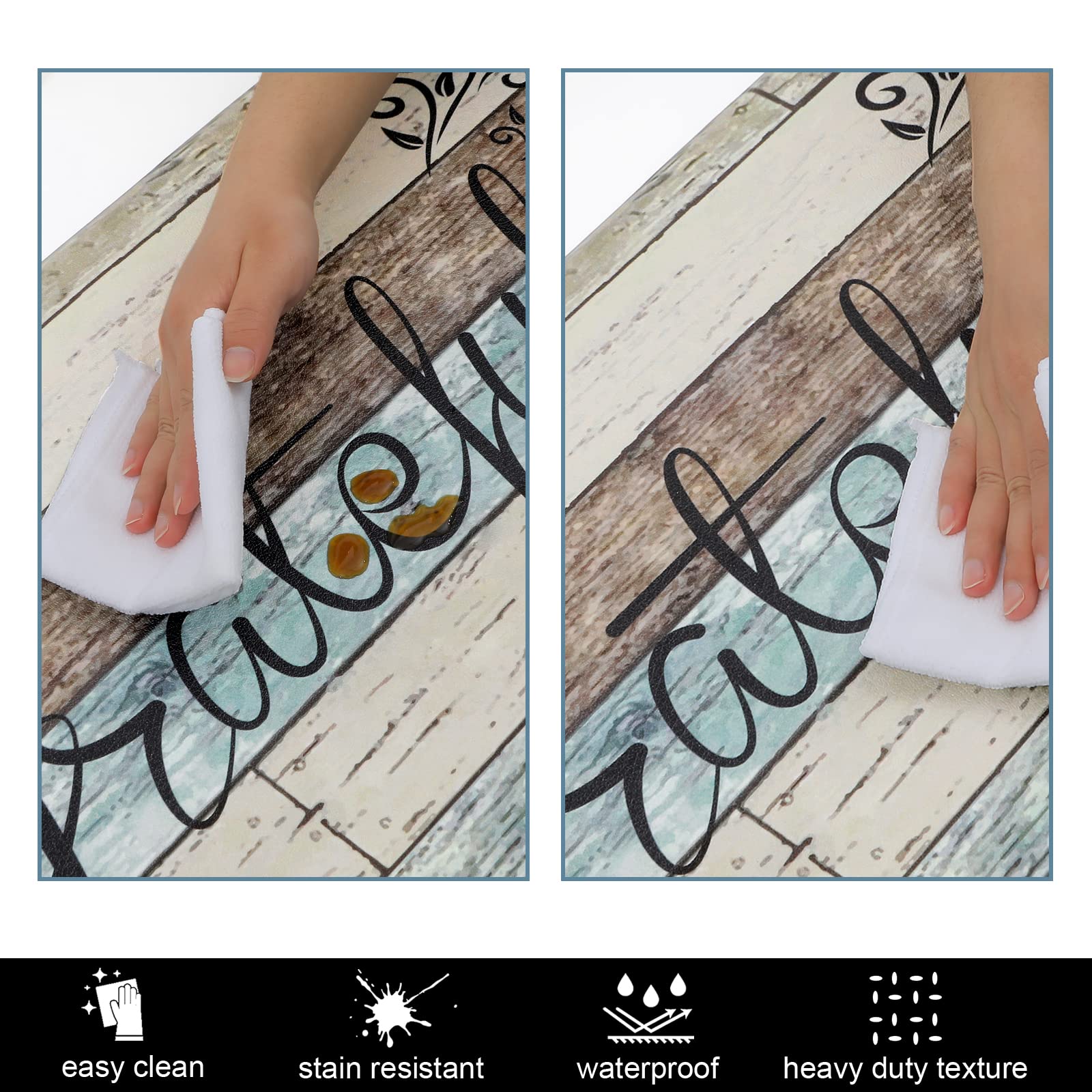 HEBE Anti-Fatigue Kitchen Mat Set of 2 - Non-Slip Cushioned Floor Mats for Standing, Waterproof & Comfortable - Ideal for Kitchen Sink, Office Desk, Laundry Room, and Standing Workstations