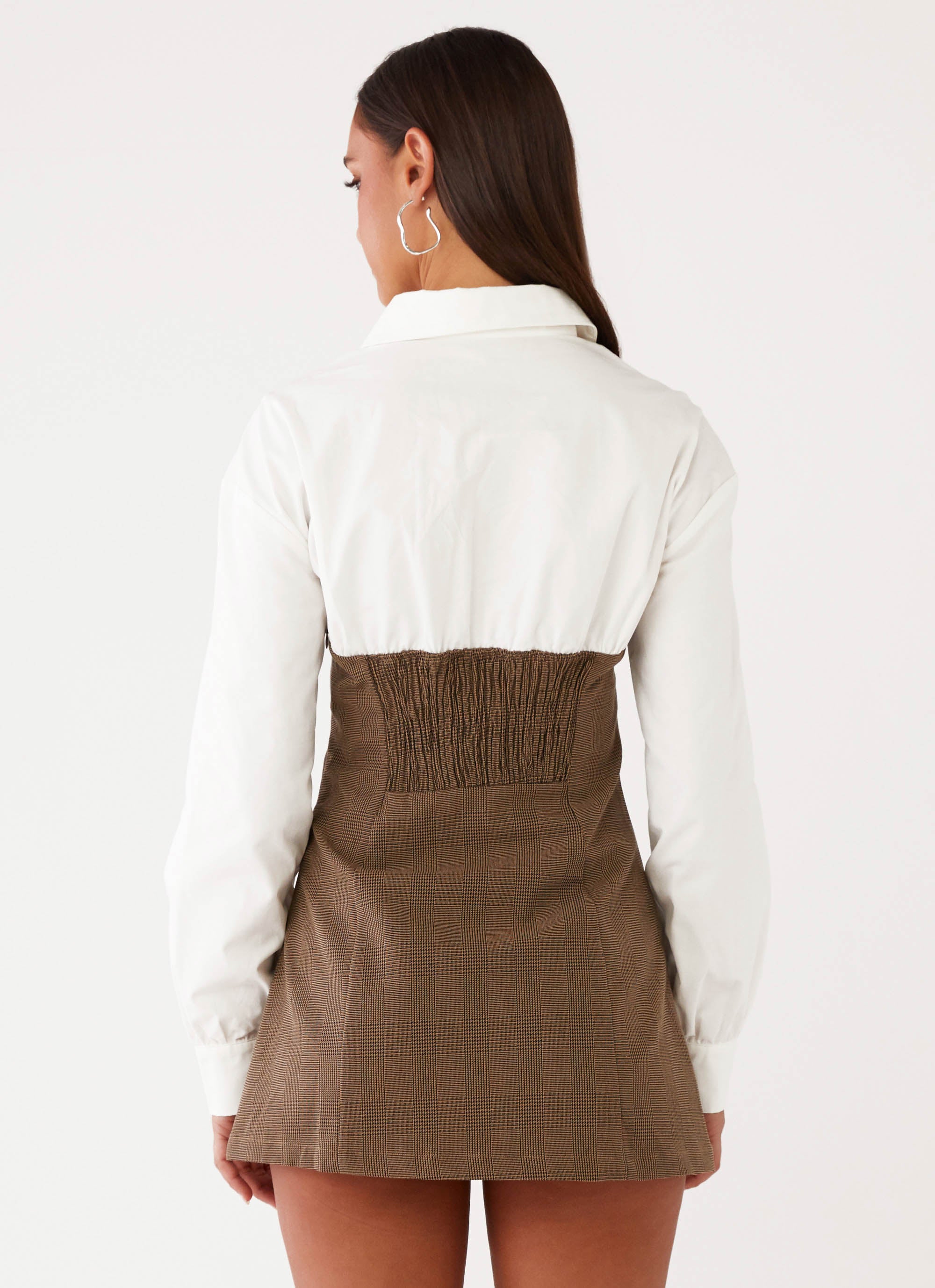 Adelaide Shirt Mini Dress in Brown | Women's Casual & Office Wear | Perfect for Summer Outfits, Date Nights & Work Attire