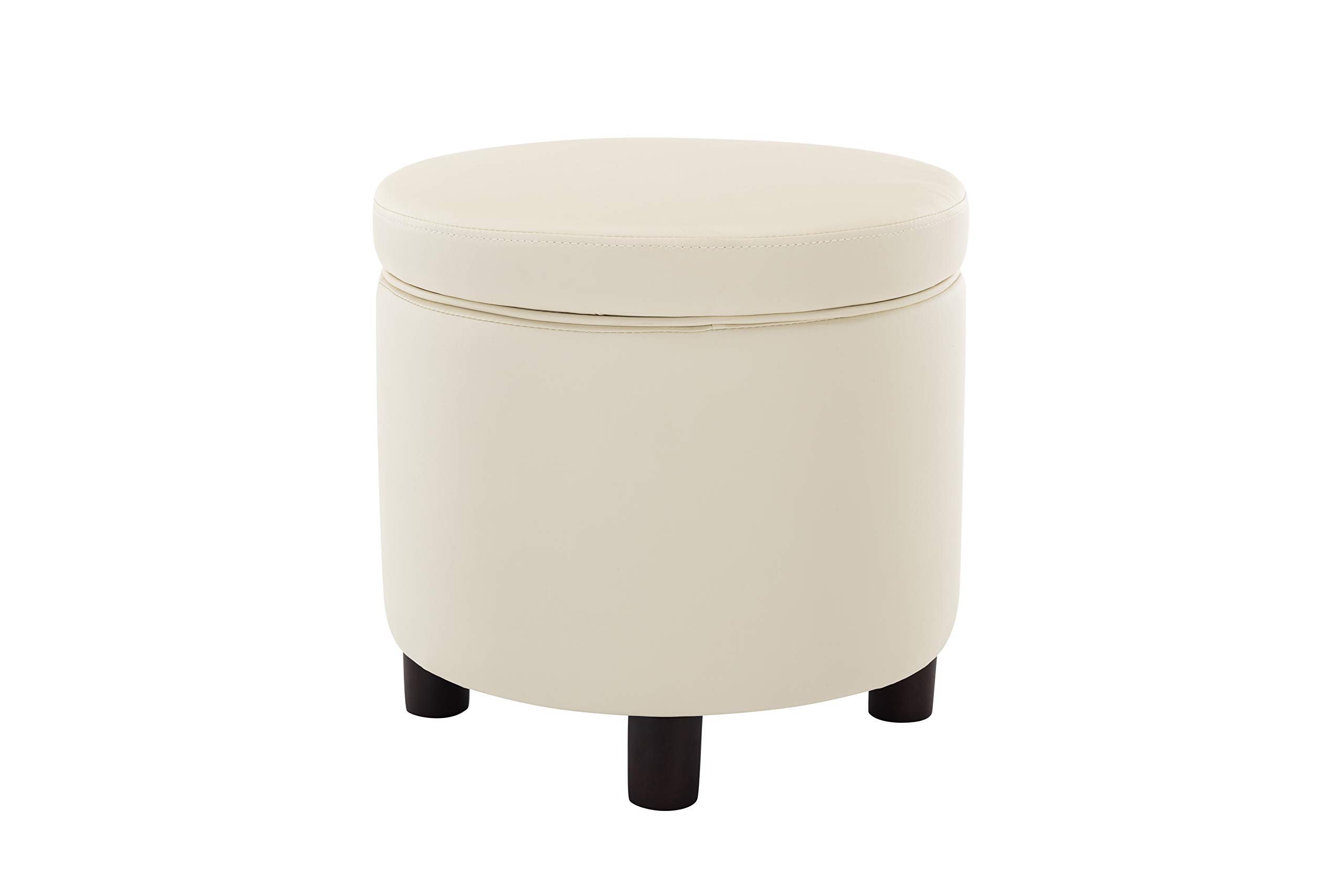WOVENBYRD 19-Inch Faux Leather Storage Ottoman with Lift Off Lid, Cream - Perfect for Living Room, Bedroom & Home Decor Storage Solutions