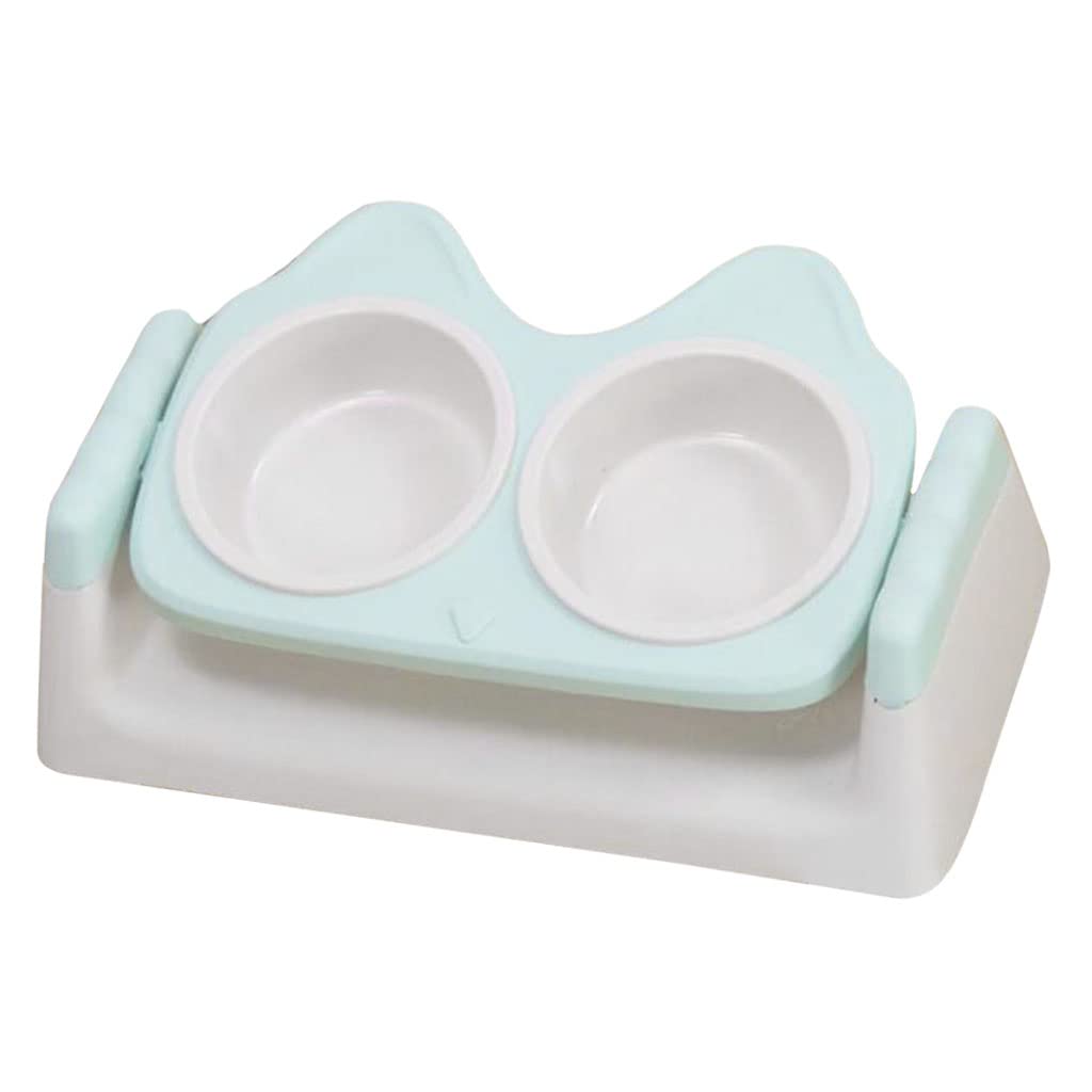 MYADDICTION Double Cat Dog Bowl - Detachable 15 Degree Tilted Pet Food & Water Dish - Anti-Slip Pet Supplies (Green) - Perfect for Kittens, Puppies & Senior Pets with Neck Pain