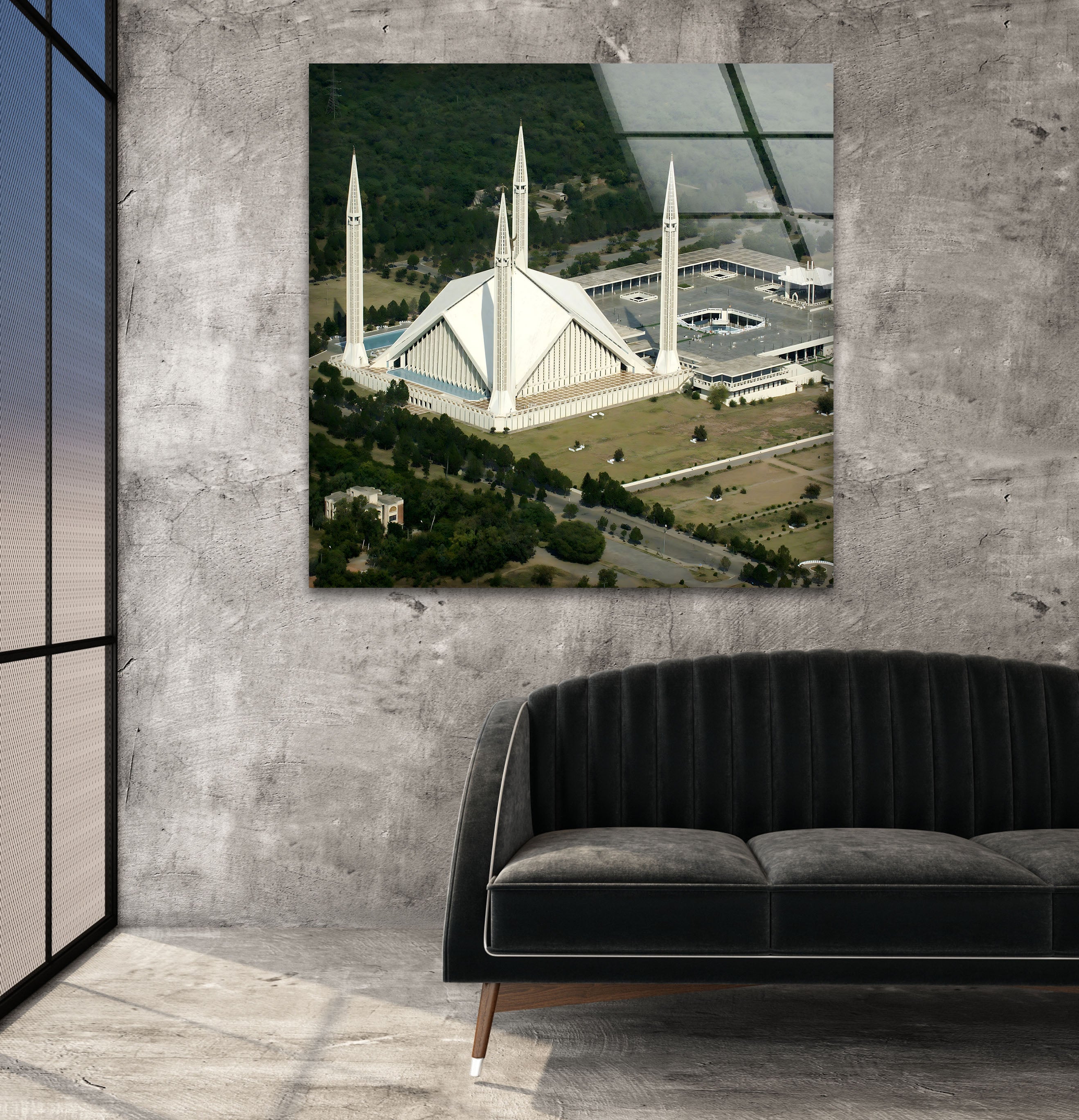 Stunning Aerial View Glass Wall Art - Iconic Landmark Panoramic Print - Perfect for Living Room, Office & Home Decor
