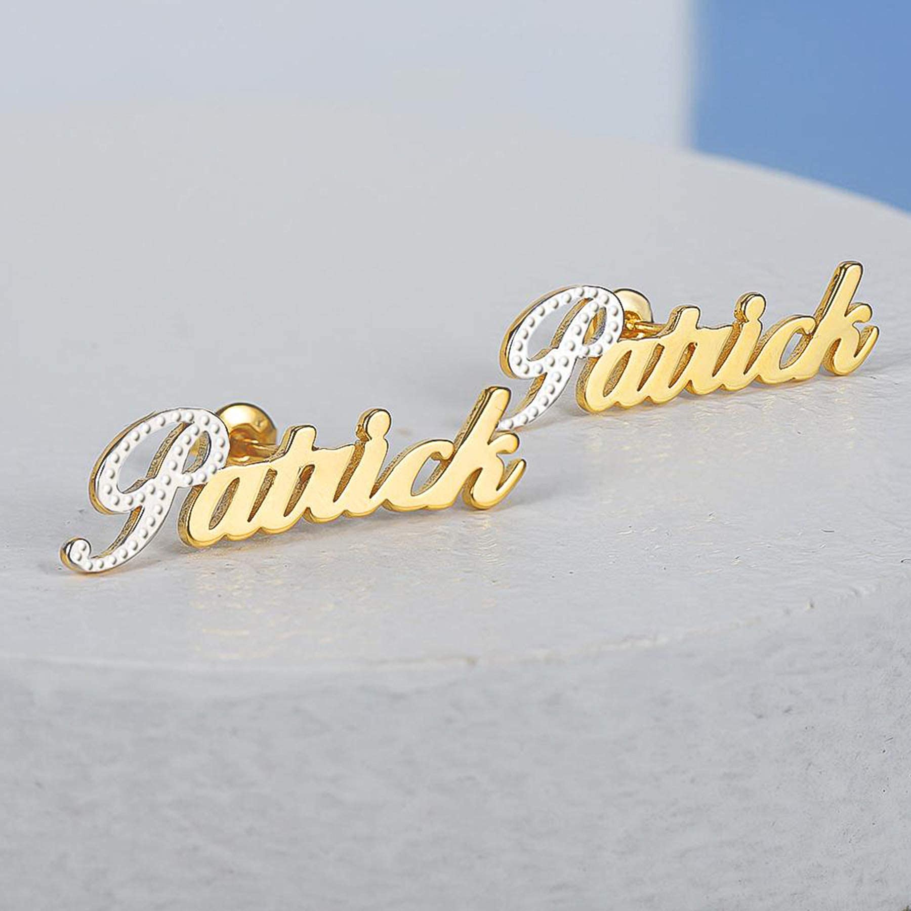 Personalized Name Stud Earrings - Custom 18k Gold Plated Nameplate Earrings for Women | Dainty Jewelry Gift for Birthday, Anniversary & Everyday Wear