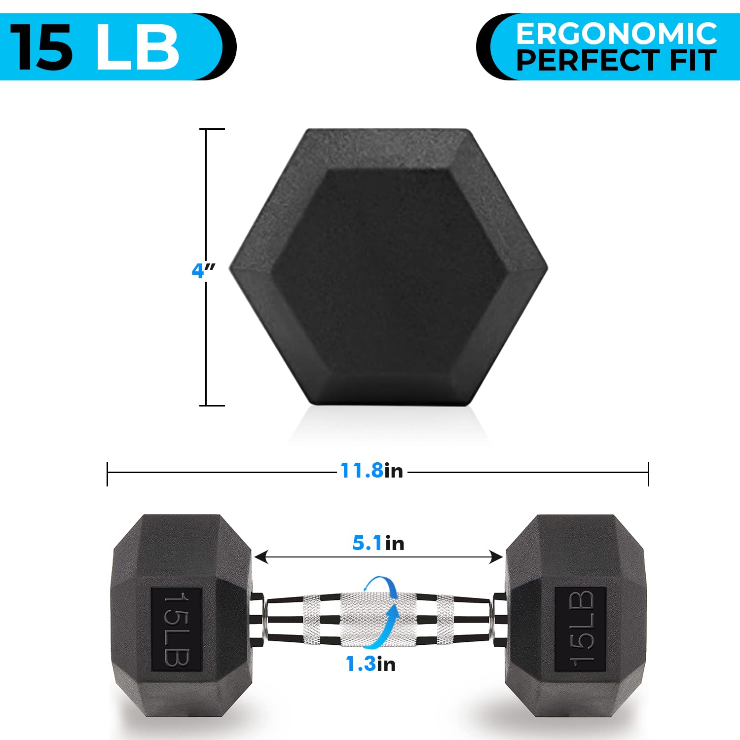 Hex Dumbbell Set 5-40 LB Rubber Coated Cast Iron Free Weights for Home Gym, Strength Training & Fitness - Perfect for Men & Women Workouts, Weightlifting & CrossFit