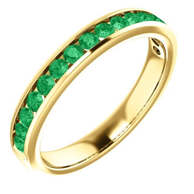 14K Gold 0.64 CTW Emerald Channel Set Wedding Band Ring - Perfect for Engagement, Anniversary & Special Occasion Gifts