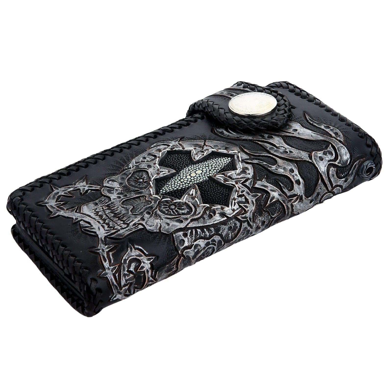 Rider Demon Stingray Genuine Leather Biker Wallet for Men - Stylish Motorcycle Accessory & Everyday Carry