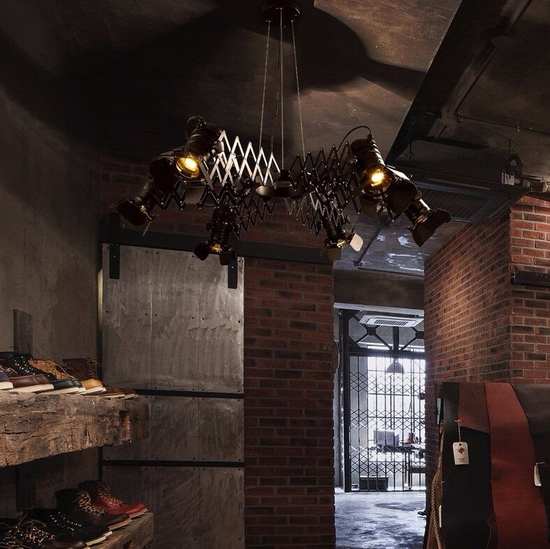 Lustra Black Industrial Chandelier - Modern Farmhouse Ceiling Light Fixture for Dining Room, Living Room & Bedroom | Rustic Vintage Edison Bulb Pendant Lighting