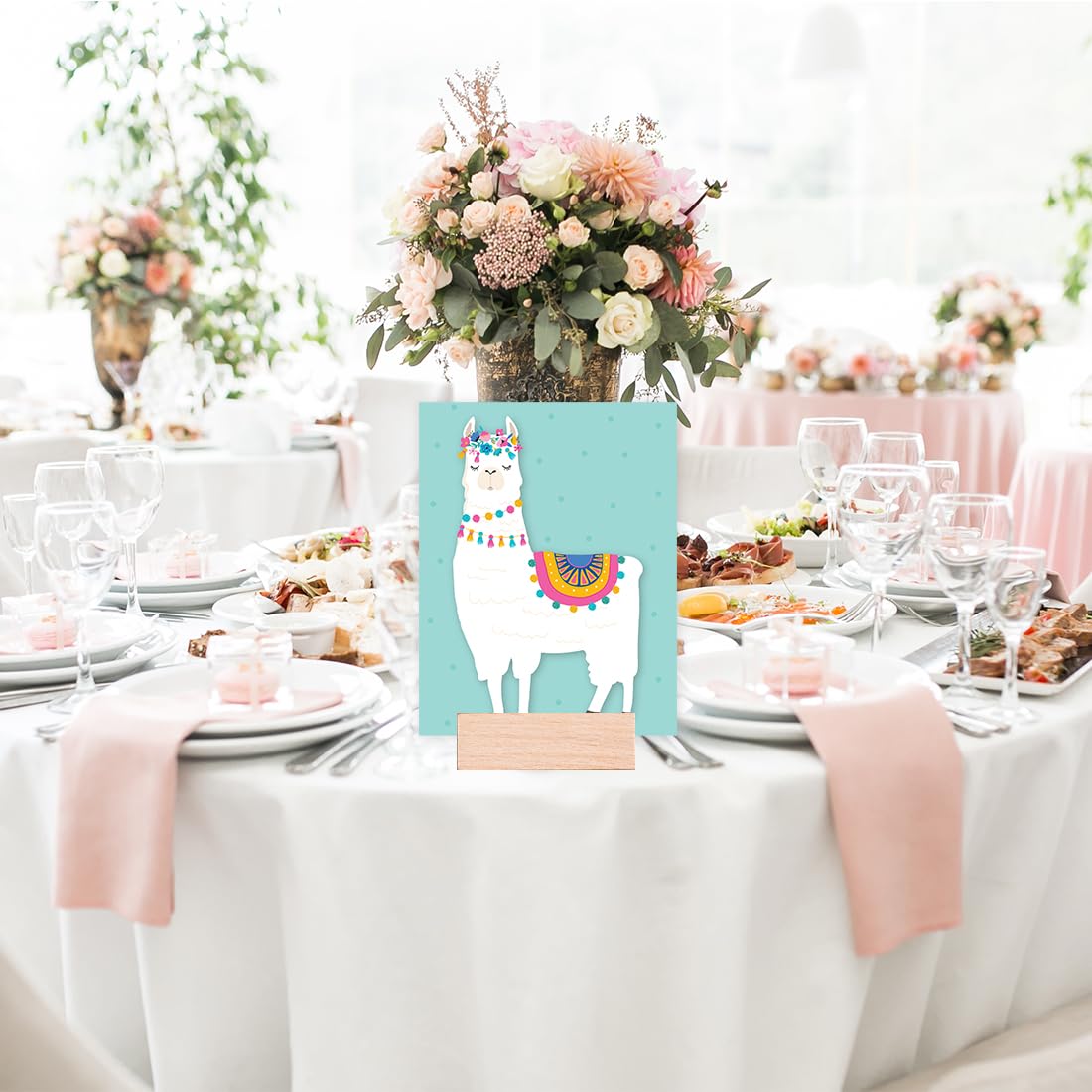 Andaz Press 3-Pack Llama Alpaca Wall Art Posters for Kids Room Decor - 8.5x11 Inch Nursery Prints in Peach, White & Aqua - Cute Animal Graphic Unframed Wall Decor for Baby Girl & Toddler Bedroom, Playroom or Classroom