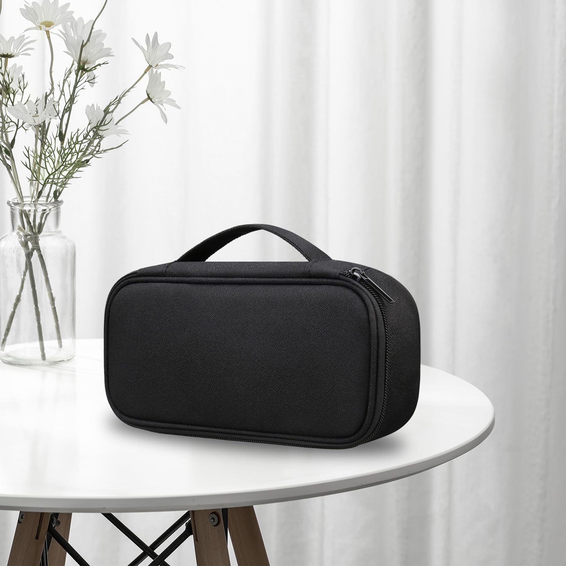 Lacdo Travel Cable Organizer Bag - Double Layer Portable Electronic Accessories Case for Chargers, Cords, Earphones & Power Banks - Perfect for Business Trips, Vacations & Daily Commute (Black)
