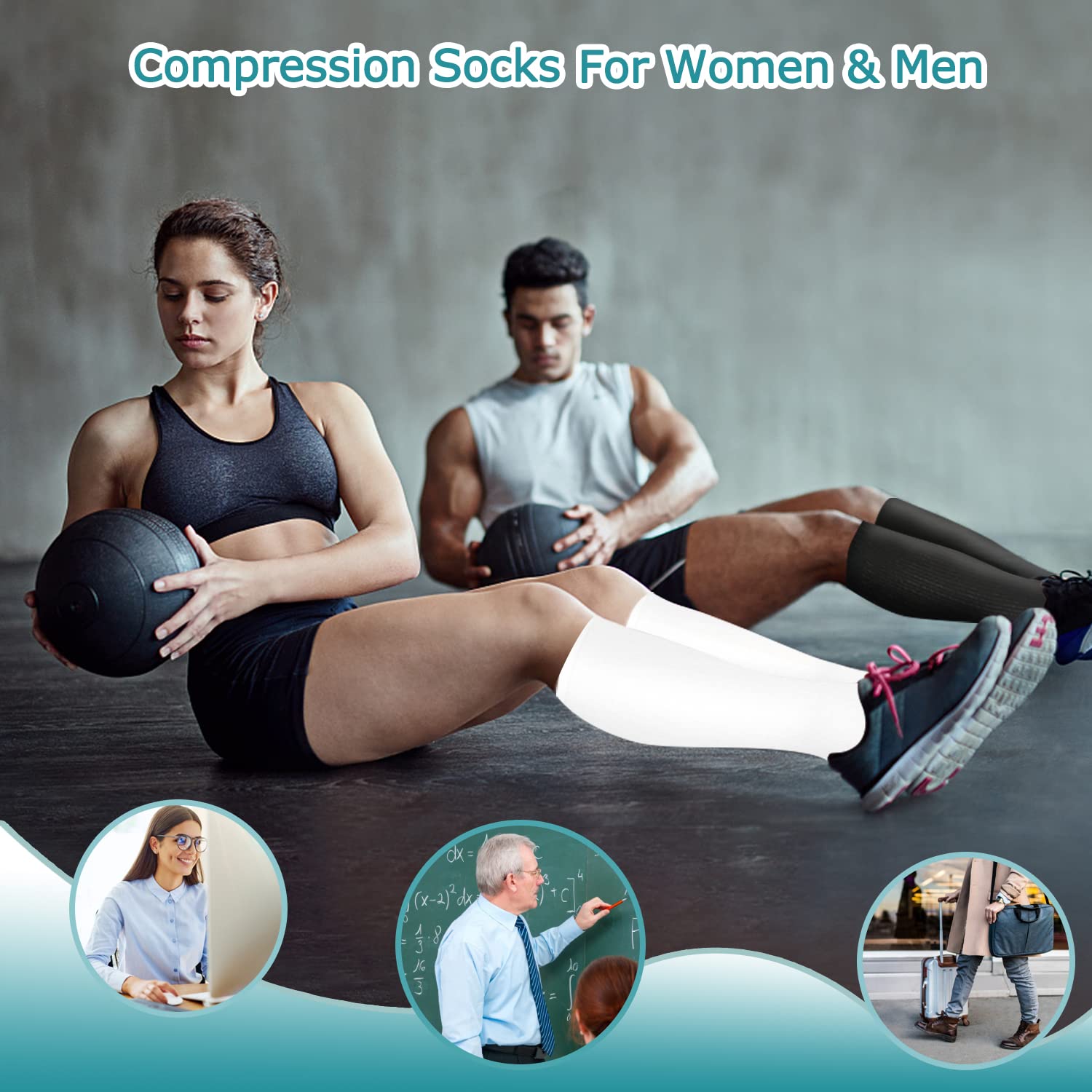 ACTINPUT 8 Pairs Medical Grade Compression Socks for Women & Men - 20-30mmHg Support Stockings for Running, Athletic, Travel & Varicose Vein Relief - Perfect for Nurses, Athletes & Frequent Flyers