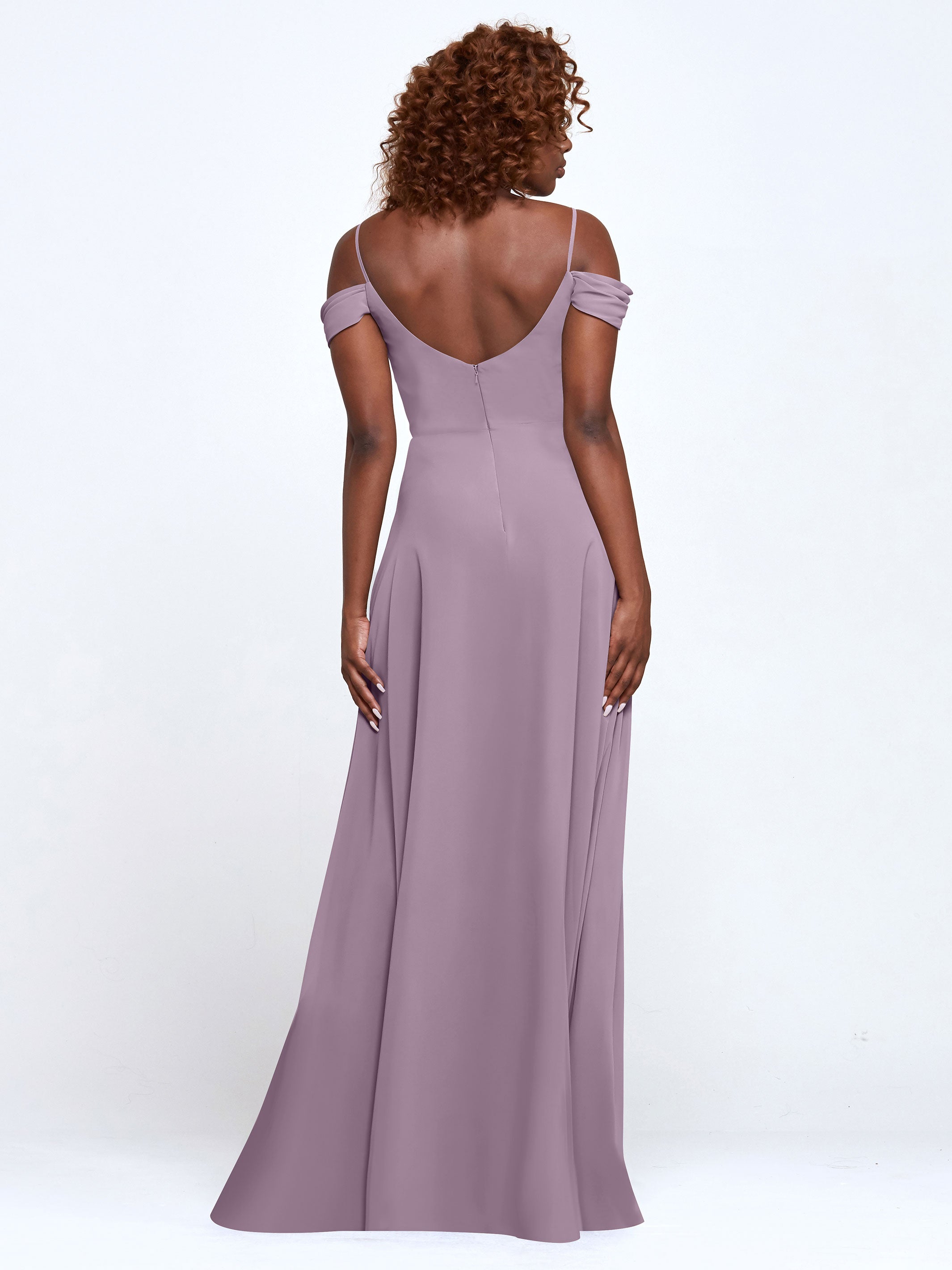 Elegant 83003 Stretch Chiffon Off-The-Shoulder A-Line Bridesmaid Dress - Perfect for Weddings, Prom, and Formal Events