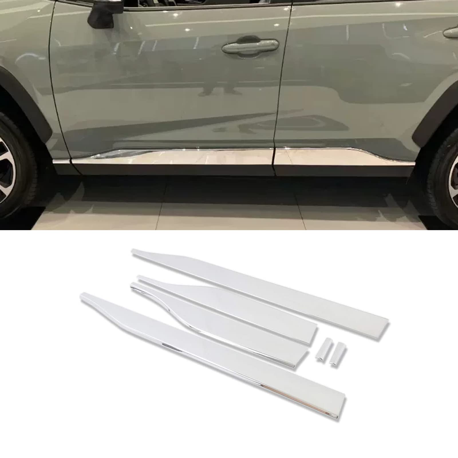 Premium ABS Glossy Chrome Side Door Body Molding Trim Kit (6-Piece) - Perfect Fit for Toyota RAV4 2019-2024 Models - Exterior Car Accessories for Enhanced Style & Door Protection | Ideal for Daily Commuting, Road Trips & Car Shows