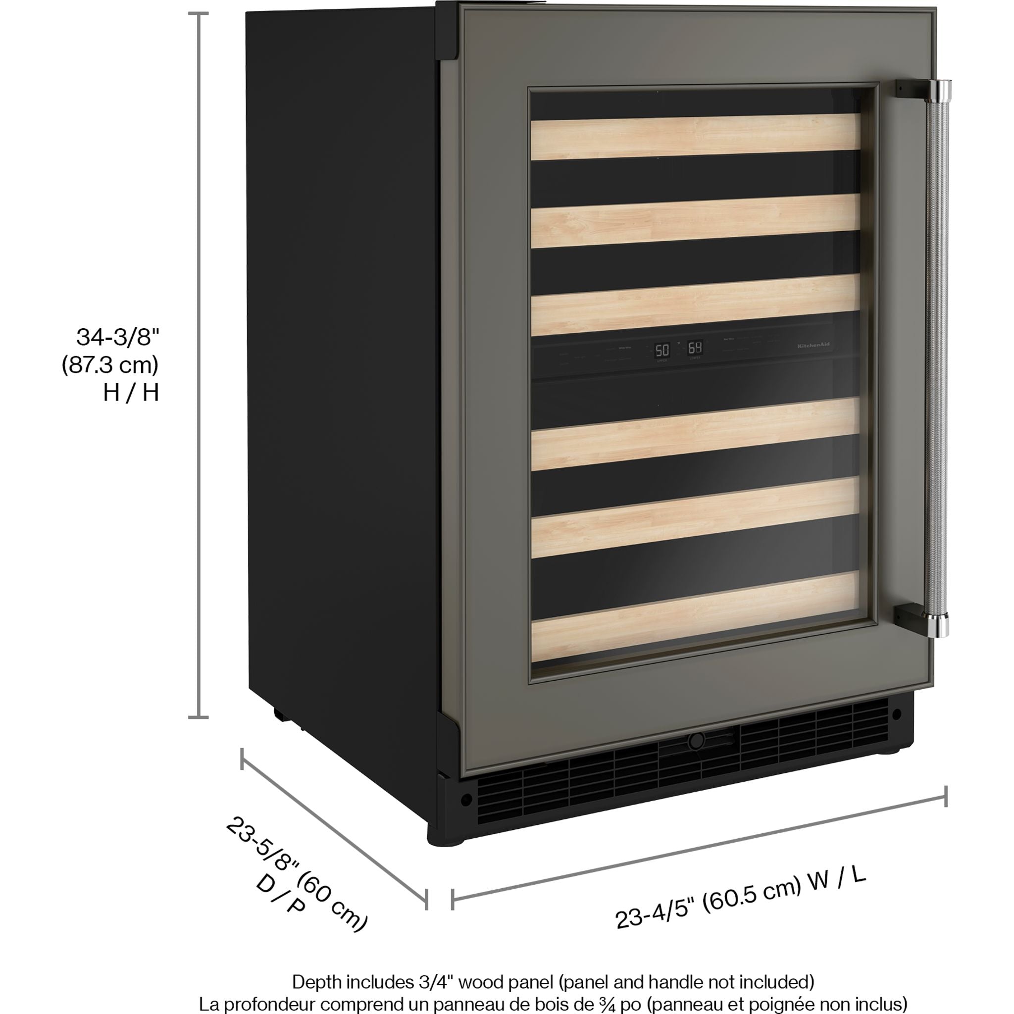 KitchenAid KUWL214KPA Panel Ready Built-In Wine Cellar - 24 Inch Under Counter Wine Cooler with Dual Temperature Zones & LED Lighting - Perfect for Home Bars, Kitchens, and Entertaining Spaces