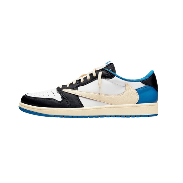 Travis Scott x Fragment x Air Jordan 1 Low OG SP Sneakers - White Black Royal Sail Colorway - Limited Edition Basketball Shoes for Streetwear & Sneaker Collectors