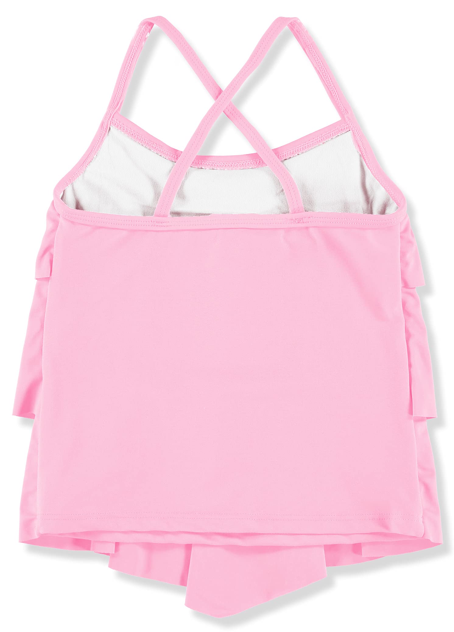 Girls 2-Piece Solid Color Tiered Tankini Swimsuit Set - Sizes 6-12 - Perfect for Pool Parties, Beach Vacations & Summer Swim Lessons