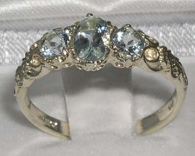 925 Sterling Silver Genuine Aquamarine Women's Anniversary Ring - Size 8 | Elegant Gift for Wife, Girlfriend, Mother's Day, Birthday & Special Occasions