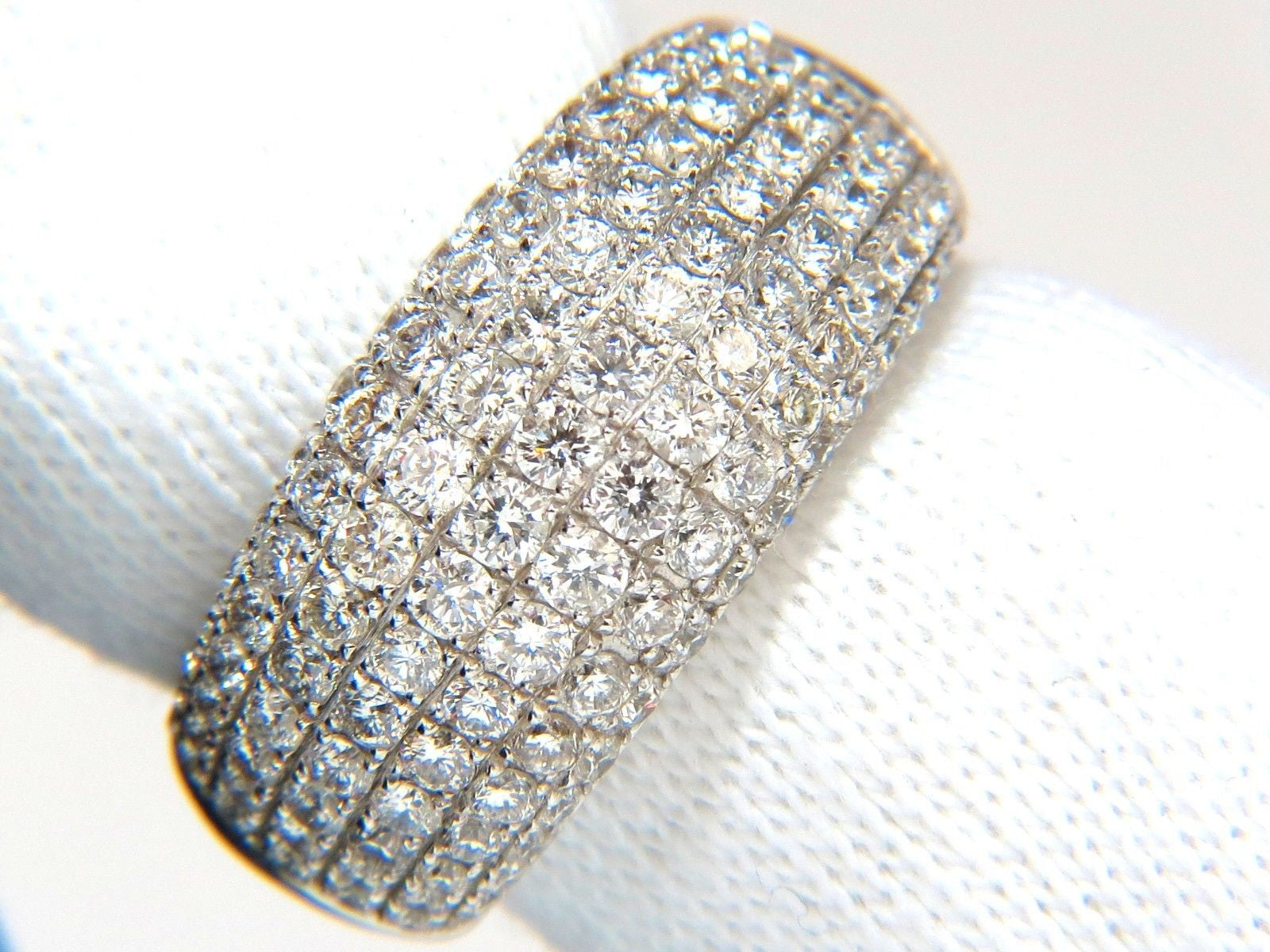 2.77CT Full Cut Diamond Bead Set Wide Band Ring - 18KT White Gold, 10MM Width, Size 6.75 - Elegant Wedding Band, Anniversary Gift & Everyday Luxury Jewelry
