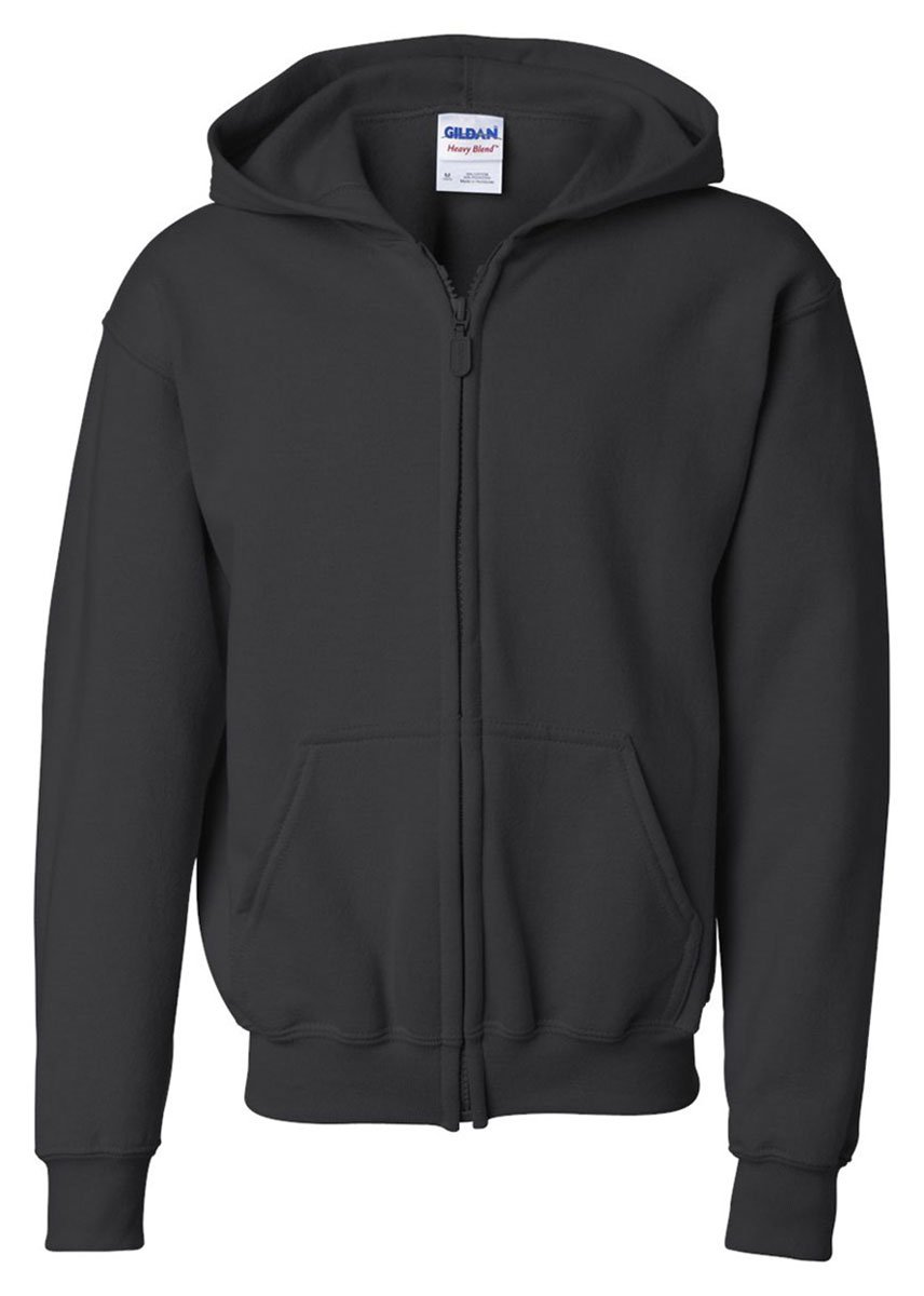 Gildan Big Boys Heavy Blend Ribbed Full-Zip Hooded Sweatshirt - Warm & Comfortable Pullover for Kids - Perfect for School, Sports & Outdoor Activities