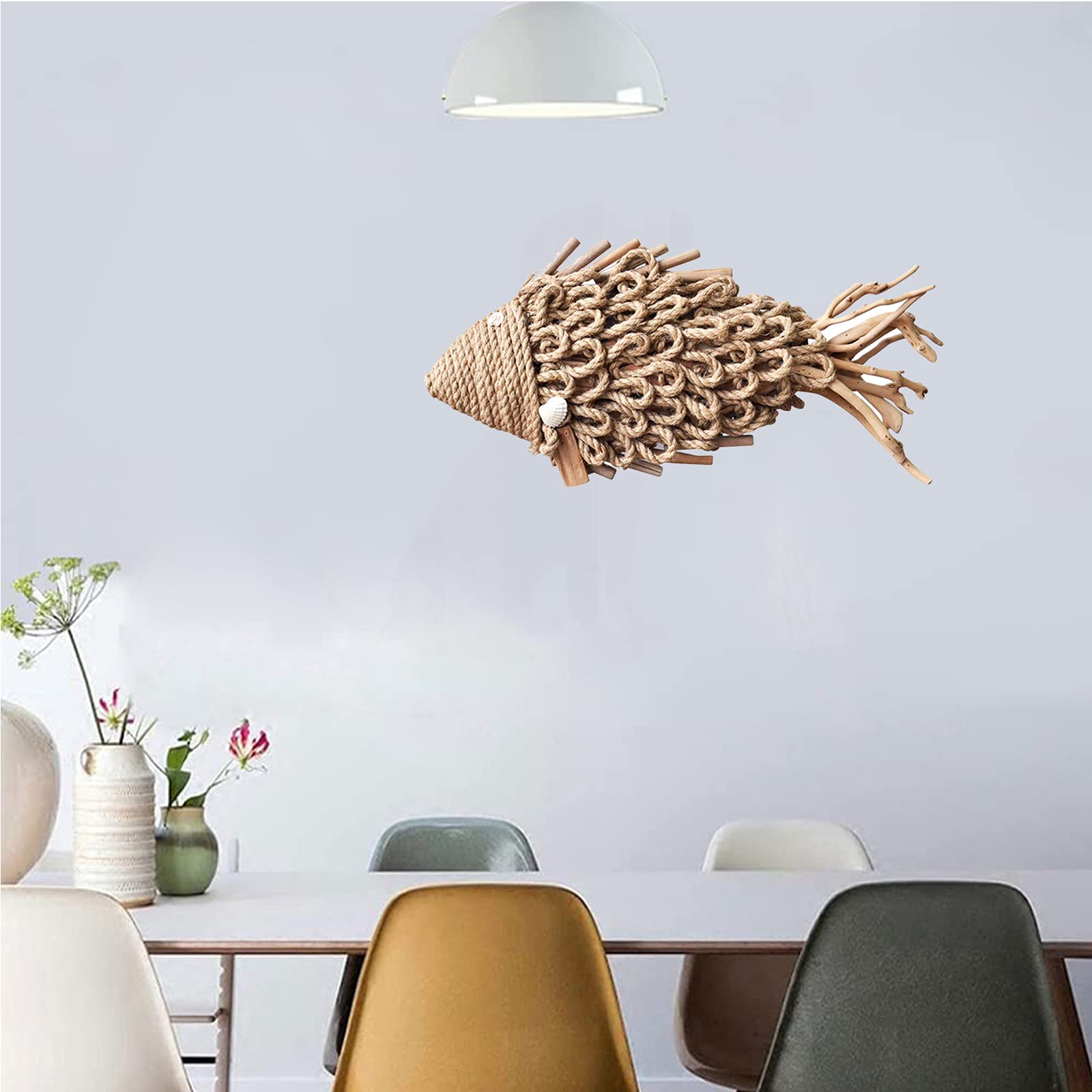 Handcrafted Rustic Ocean Driftwood Fish Wall Art - Antique Wood Fishing Decor for Nautical Theme Home, Lake House & Coastal Wall Hanging | Perfect for Beach House, Living Room, Bedroom & Office Decor