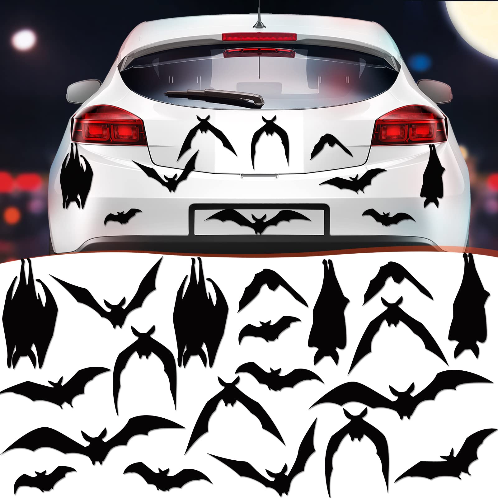 Halloween Bat Car Magnets - 20 Pack Black Bat Shaped Magnetic Stickers for Cars, Garage Doors, Fridges - Spooky Halloween Decorations & Party Supplies - Perfect for Halloween Car Decor, Home & Office Decoration