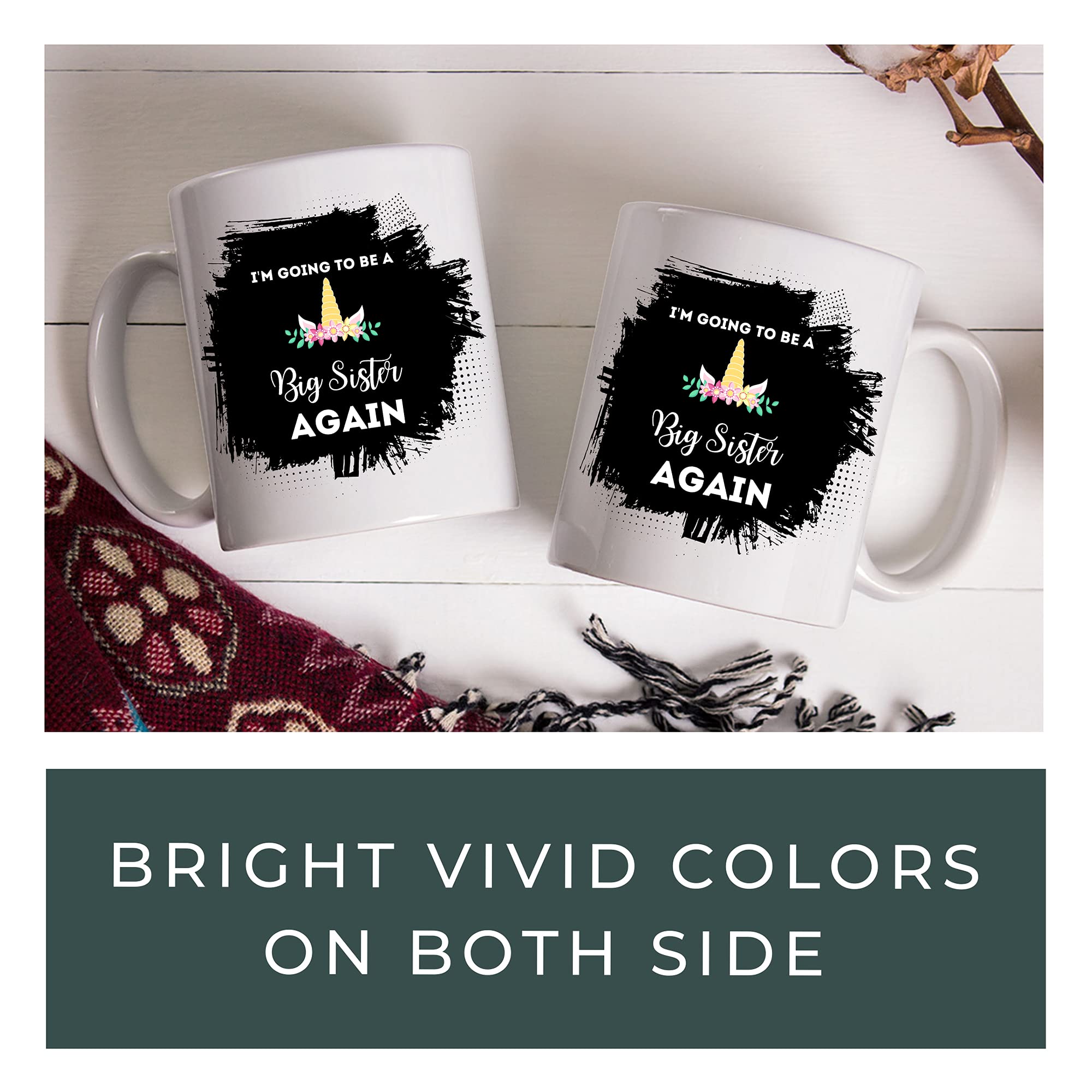 11Oz Unicorn Big Sister Mug - Cute White Ceramic Cup for Girls, Perfect for Sibling Announcements & Special Celebrations