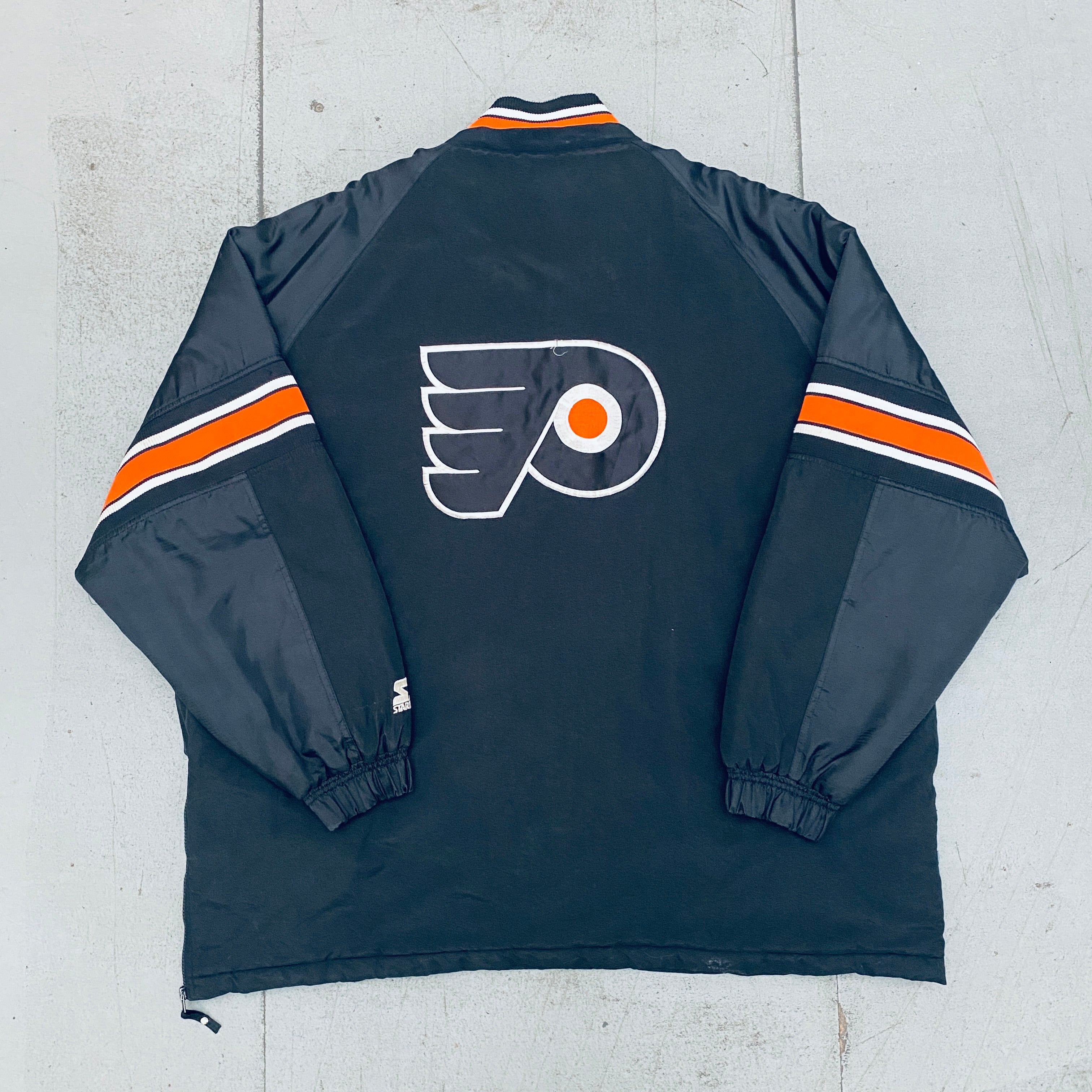 Philadelphia Flyers 1990s Blackout 1/4 Zip Starter Breakaway Jacket XXXL - Vintage NHL Hockey Pullover for Men, Warm Fleece Lined Quarter-Zip Jacket for Game Day & Casual Wear