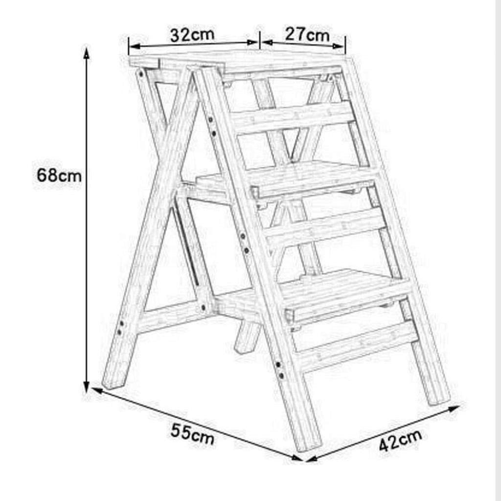 NEVKA 2-in-1 Folding Step Stool Ladder - 42×55×68cm White - Heavy Duty Non-Slip Home Step Stool for Kitchen, Bathroom & Storage - Multi-Functional Foldable Step Stool with Thickened Inner Frame