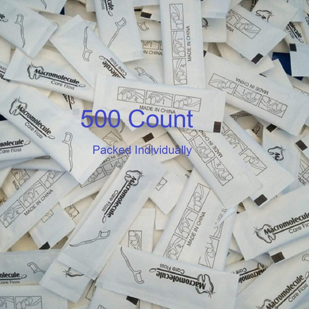 Individually Wrapped Dental Floss Picks - 500 Count, Travel-Friendly Teeth Cleaning Flossers for Home, Office, Hotel & Restaurant Use - Perfect for Oral Hygiene On The Go