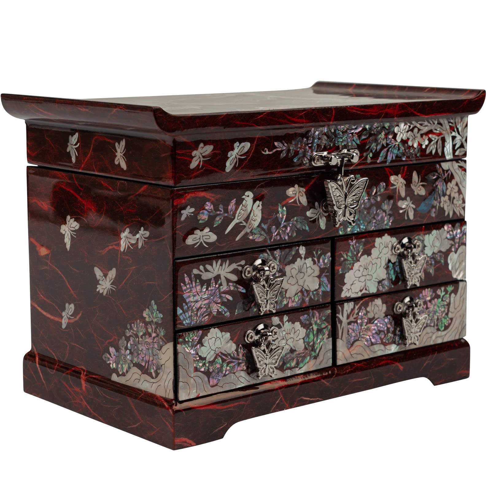 Handcrafted February Mountain Mother of Pearl Jewelry Box - Korean Traditional Design | Unique Keepsake Organizer for Women, Mom & Grandma | Perfect Gift for Christmas, Birthday & Anniversary | Elegant Storage for Necklaces, Rings & Earrings at Home or Travel