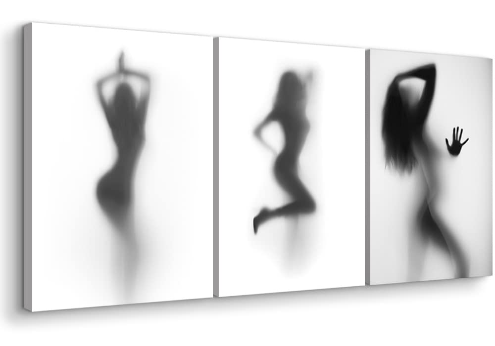 3-Panel Nude Art Canvas Wall Decor - Modern Sensual Woman Painting for Bedroom & Bathroom - 12x16 Inch Trio Set - Elegant Female Figure Artwork - Perfect for Home Interior Design & Adult Spaces