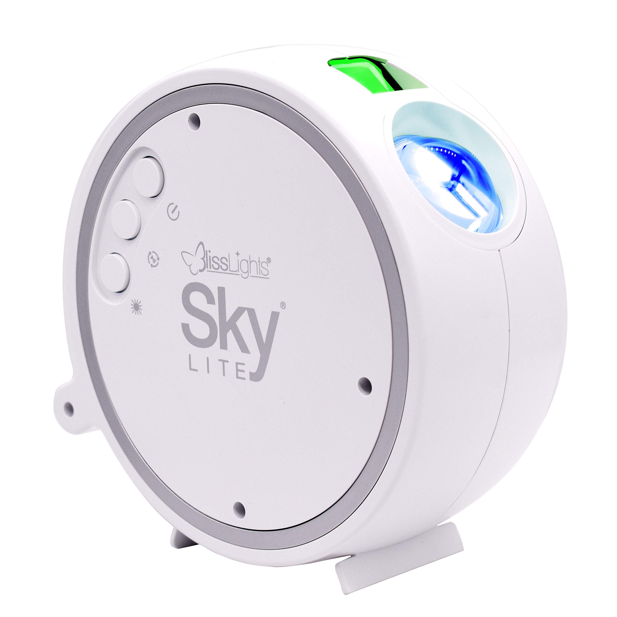 BlissLights Sky Lite Laser Projector - LED Nebula Cloud with Green Stars & Blue Clouds - White Galaxy Light for Bedroom, Party, Home Theater, and Relaxation