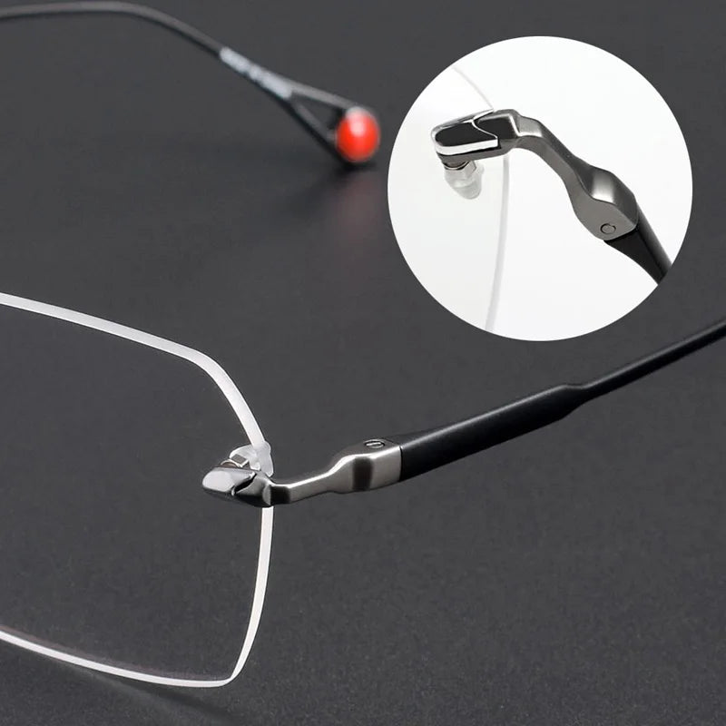 Aror Unisex Rimless Polygon Square Titanium Eyeglasses Frame - Lightweight Durable Titanium Glasses for Men & Women - Perfect for Reading, Driving & Fashion Accessories