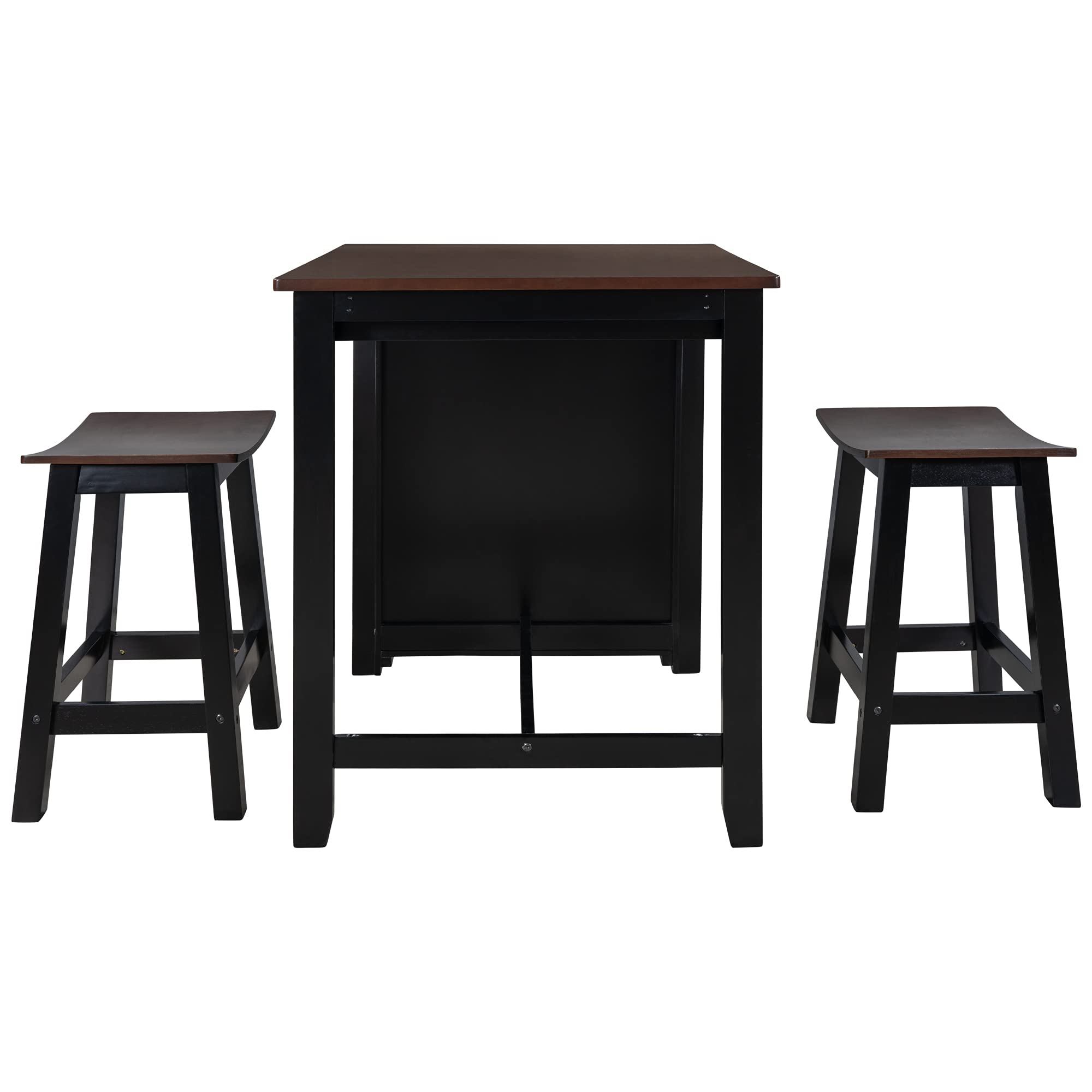 Compact 3-Piece Wooden Counter Height Dining Set with 2 Suspended Stools & 3-Tier Storage, Perfect for Small Spaces, Kitchen Nooks, and Cozy Apartments