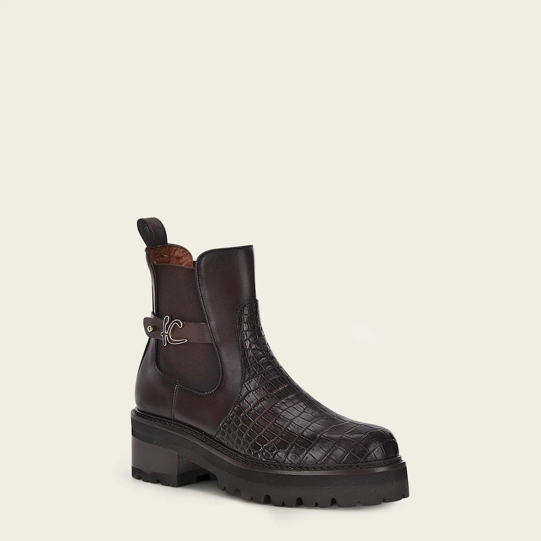 Franco Cuadra Women's Brown Leather Combat Boots - 57WMPTS Stylish Casual Fashion Moreletti Boots for Everyday Wear & Outdoor Adventures